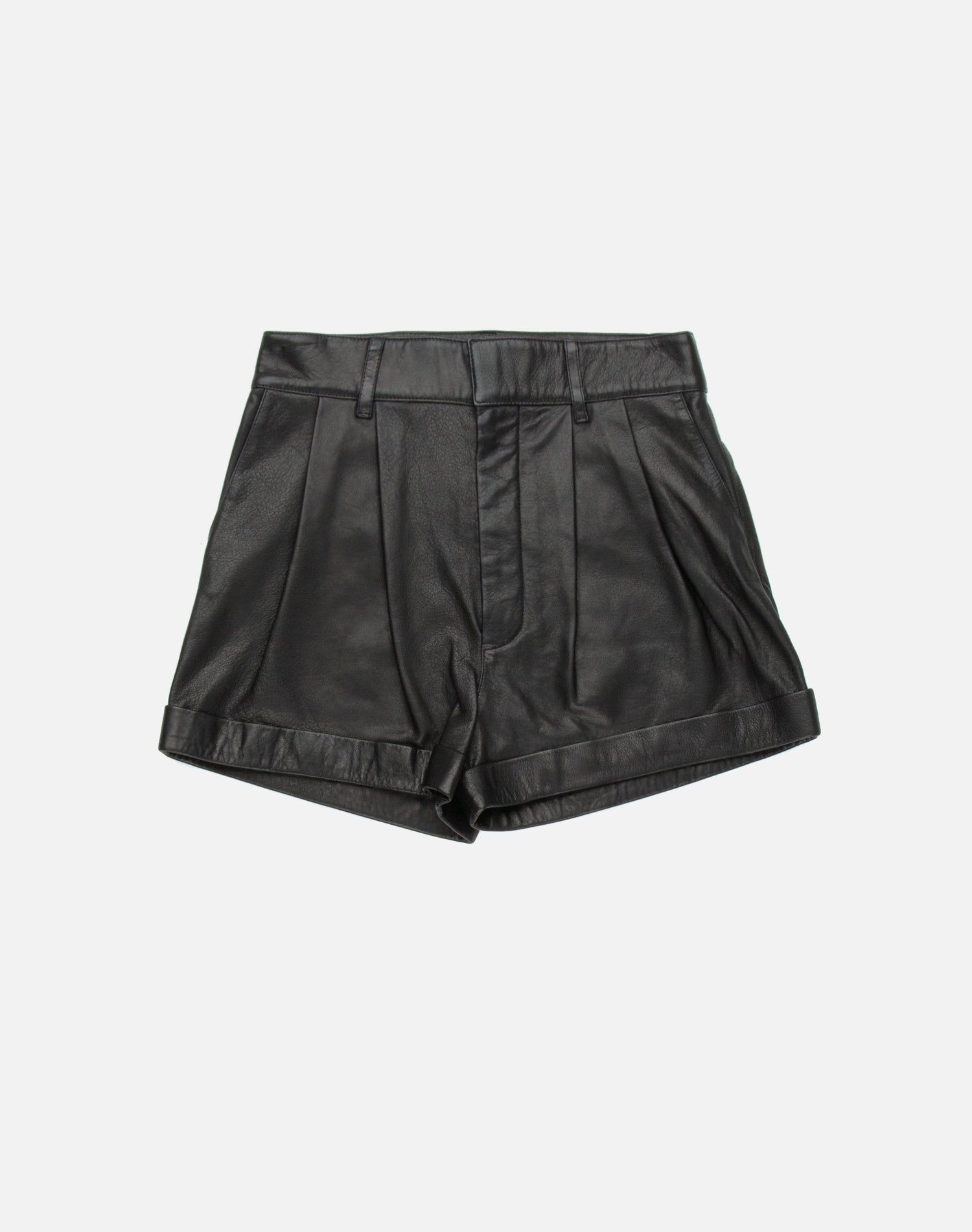 80s Leather Pleated Short - Black sold by Re/Done
