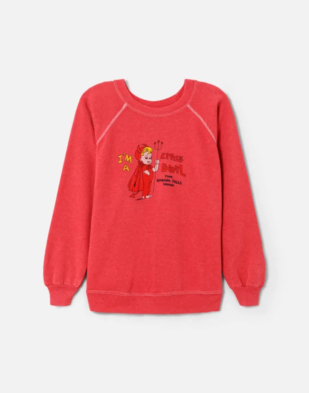 Upcycled "Little Devil" Sweatshirt in Heathered Red - 11229771 sold by Re/Done