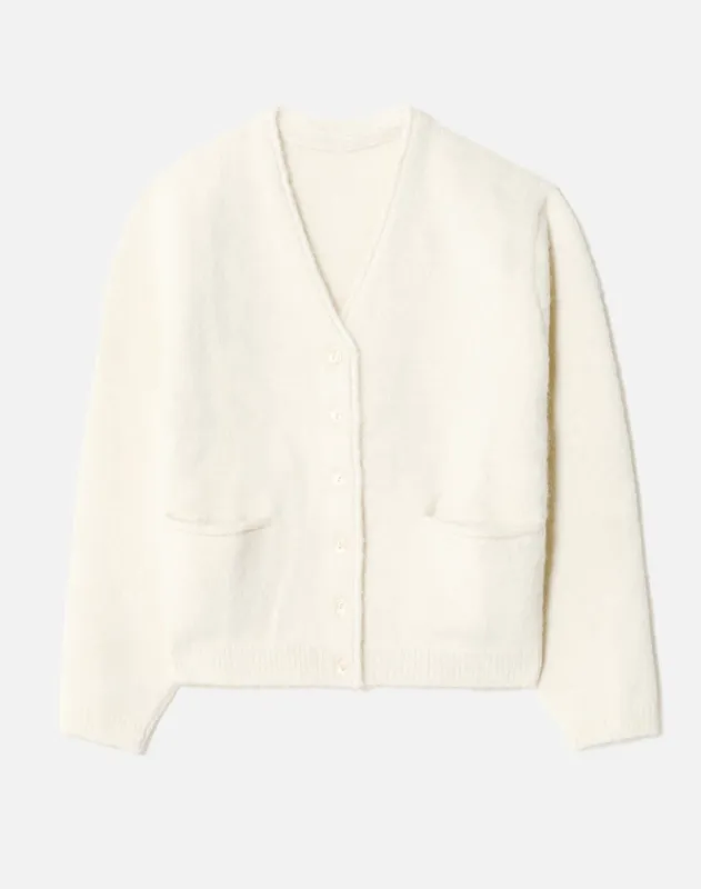60s V Neck Cardigan - White sold by Re/Done