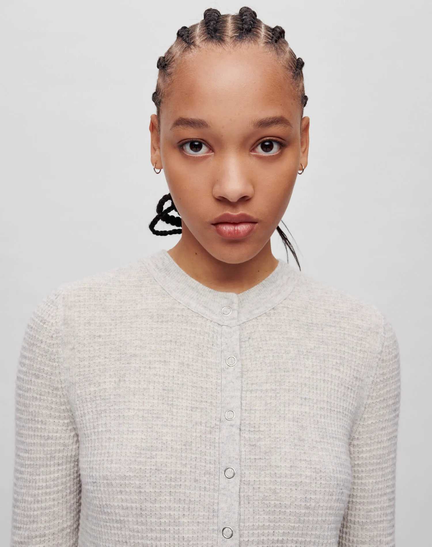Waffle Slim Cardigan - Light Heather Grey sold by Re/Done product image thumbnail 5
