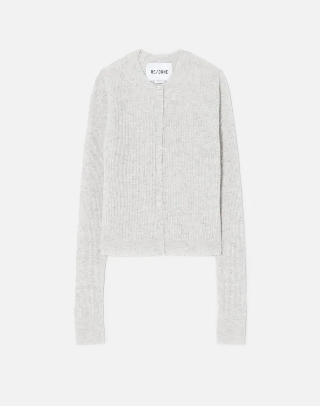 Waffle Slim Cardigan - Light Heather Grey sold by Re/Done