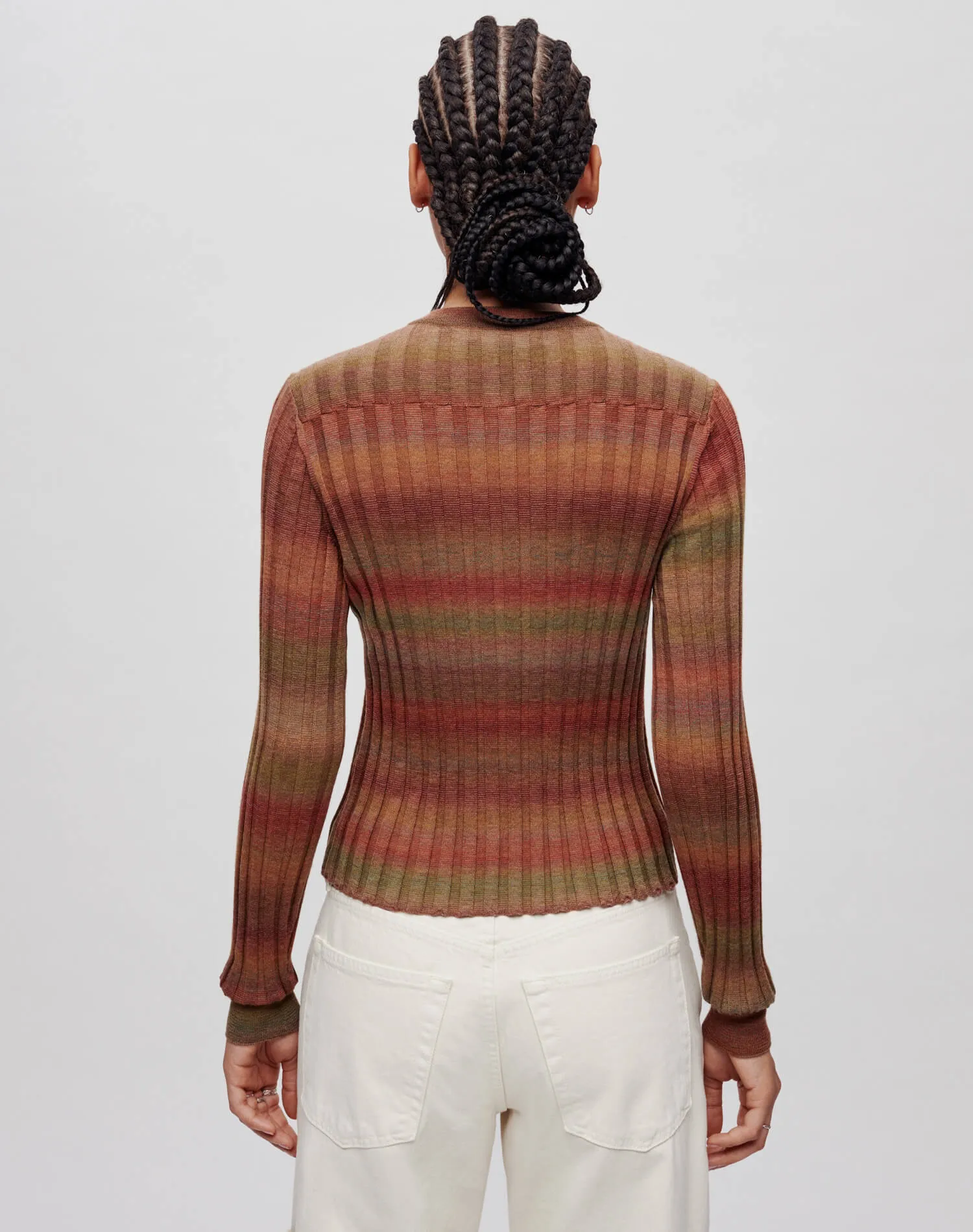 Poor Boy Rib Slim Cardigan - Bayleaf Combo sold by Re/Done product image thumbnail 4