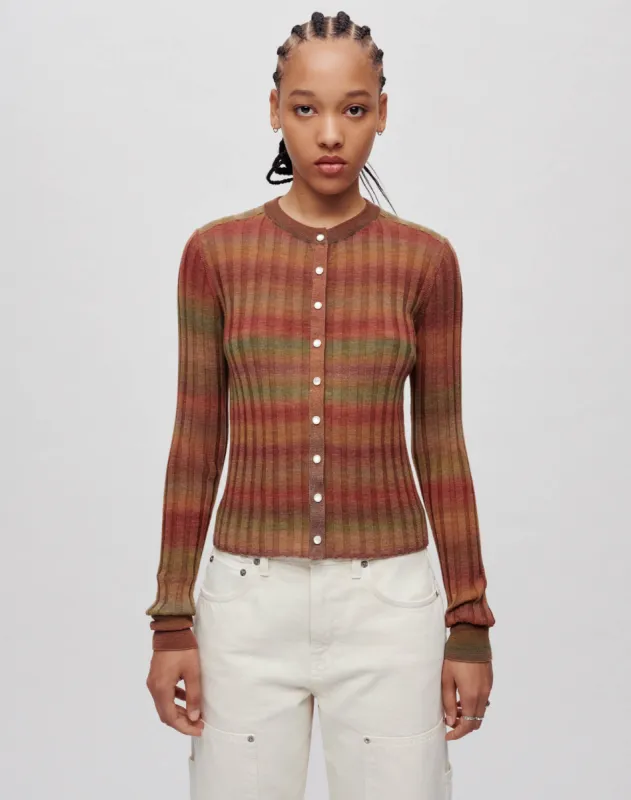 Poor Boy Rib Slim Cardigan - Bayleaf Combo made by Re/Done