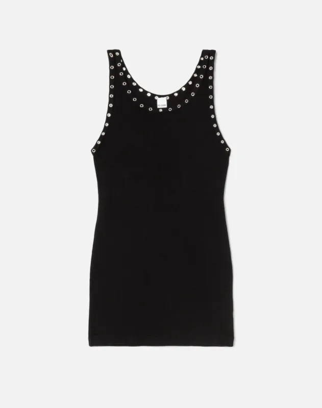 Eyelet Tank Dress - Black made by Re/Done