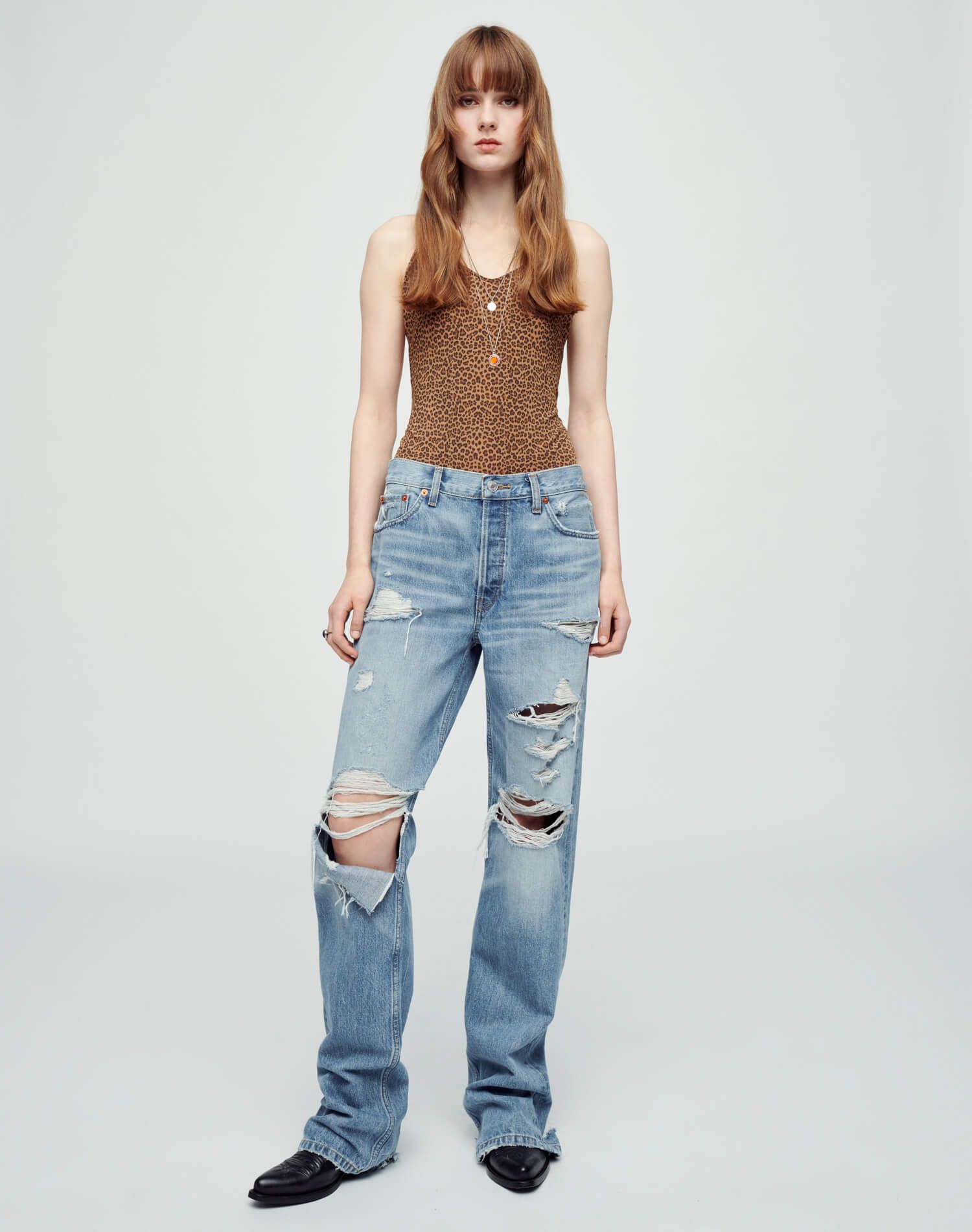 Spaghetti Strap Bodysuit - Micro Leopard sold by Re/Done