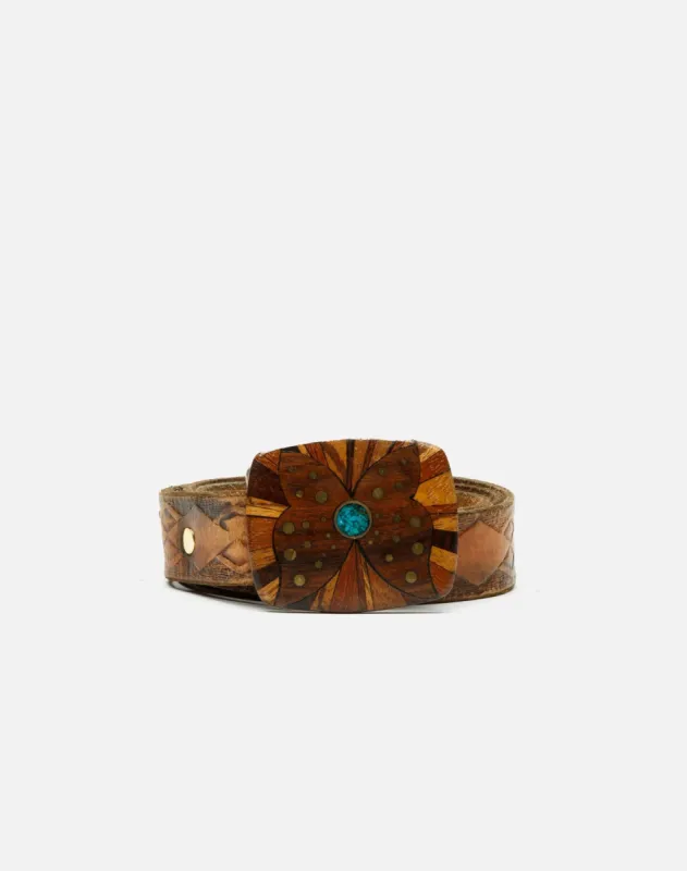 70s Turquoise Inlaid Wood Belt -#2 sold by Re/Done