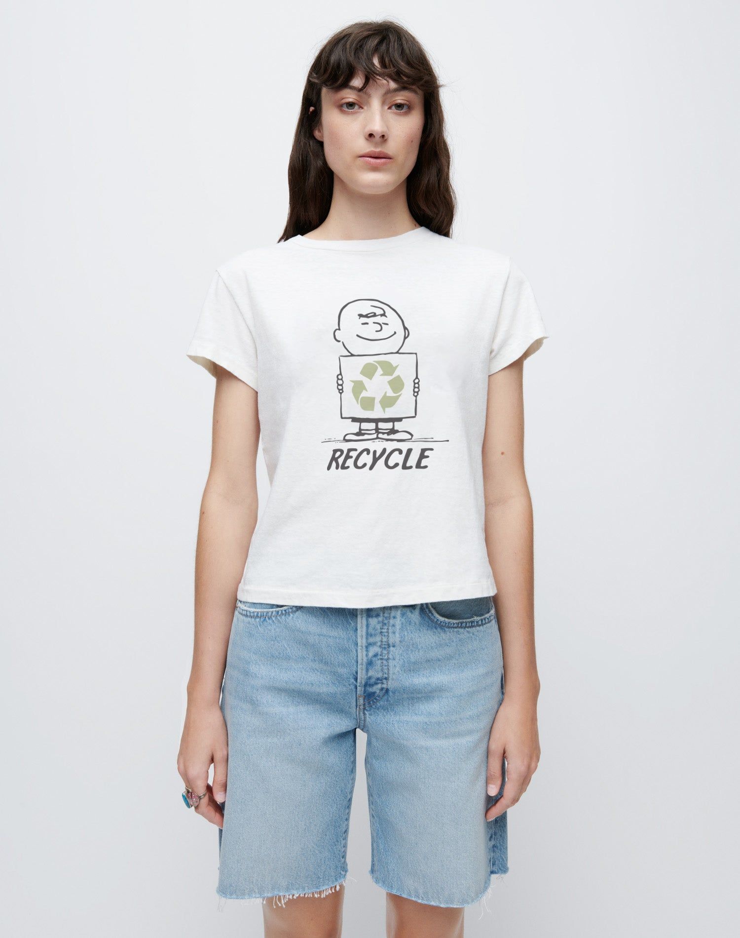 Classic "Peanuts Recycle" Tee - Vintage White sold by Re/Done