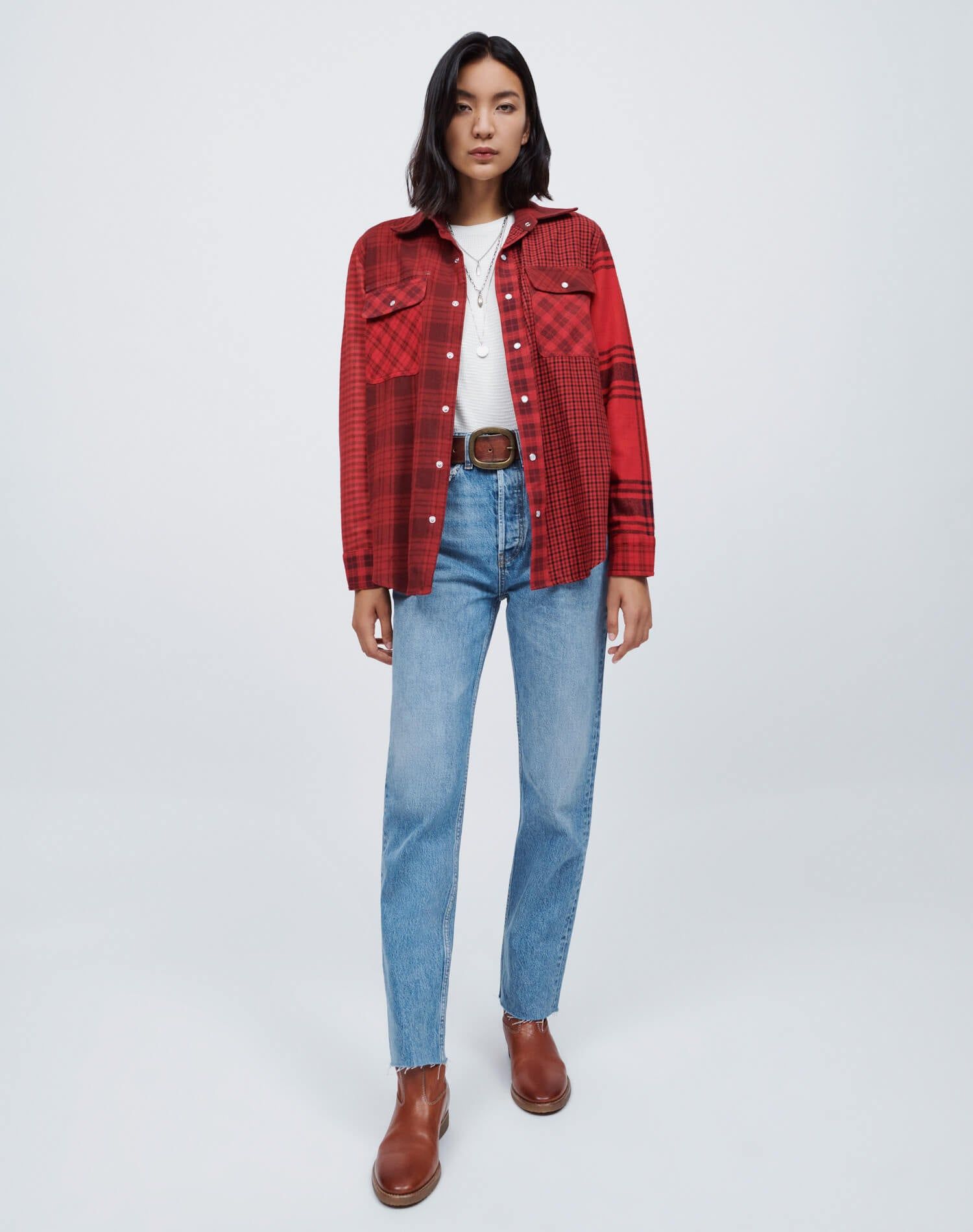 50s Upcycled Flannel Shirt - Assorted Ruby sold by Re/Done product image thumbnail 4