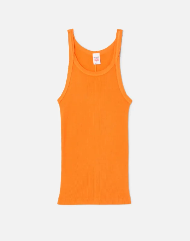 Hanes Ribbed Tank - Orange sold by Re/Done