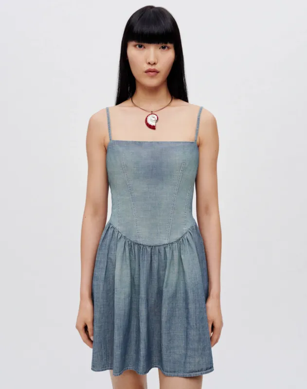 Chambray Gathered Dress - Paradise Cove sold by Re/Done