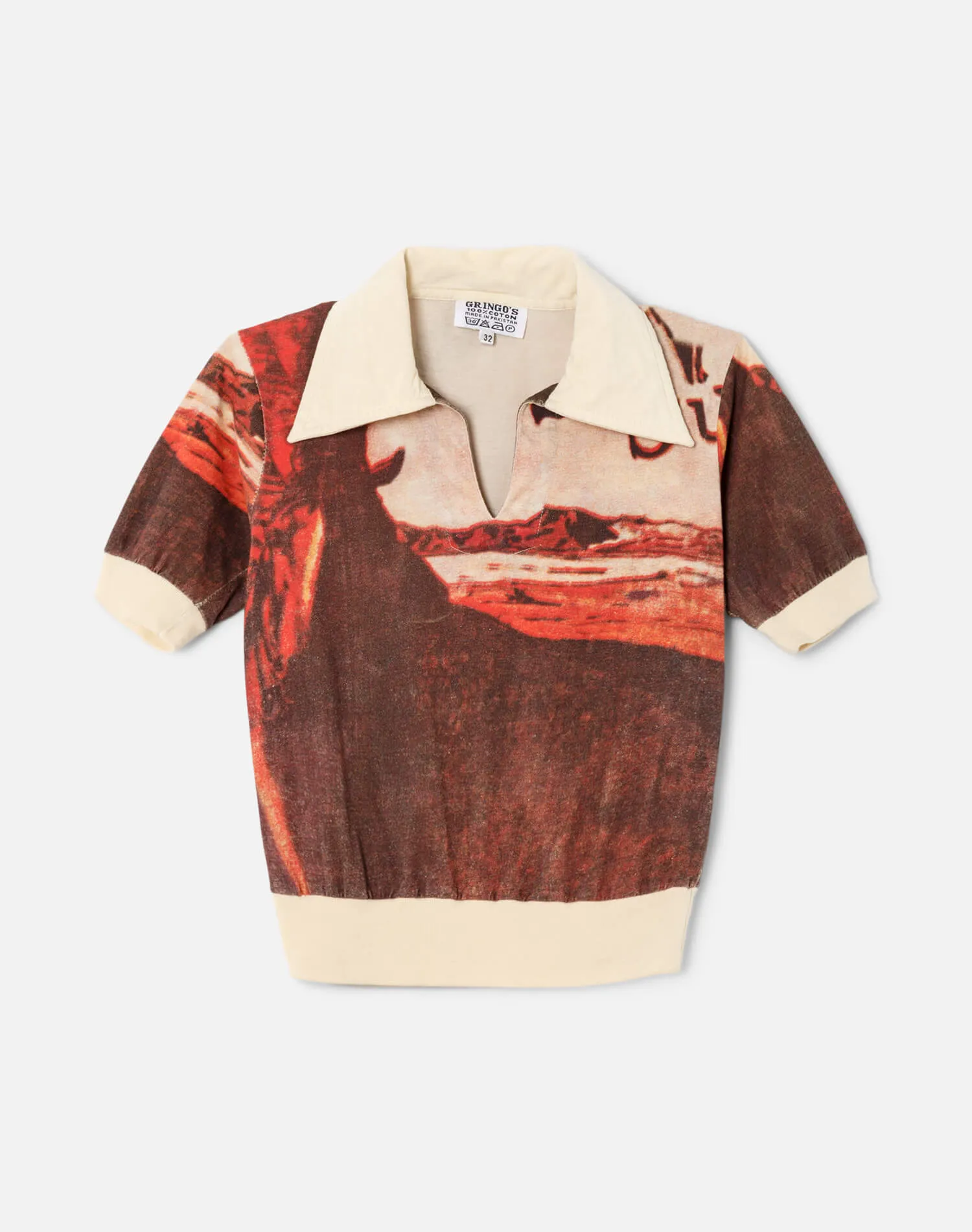 70s Crop Brown Western Polo sold by Re/Done