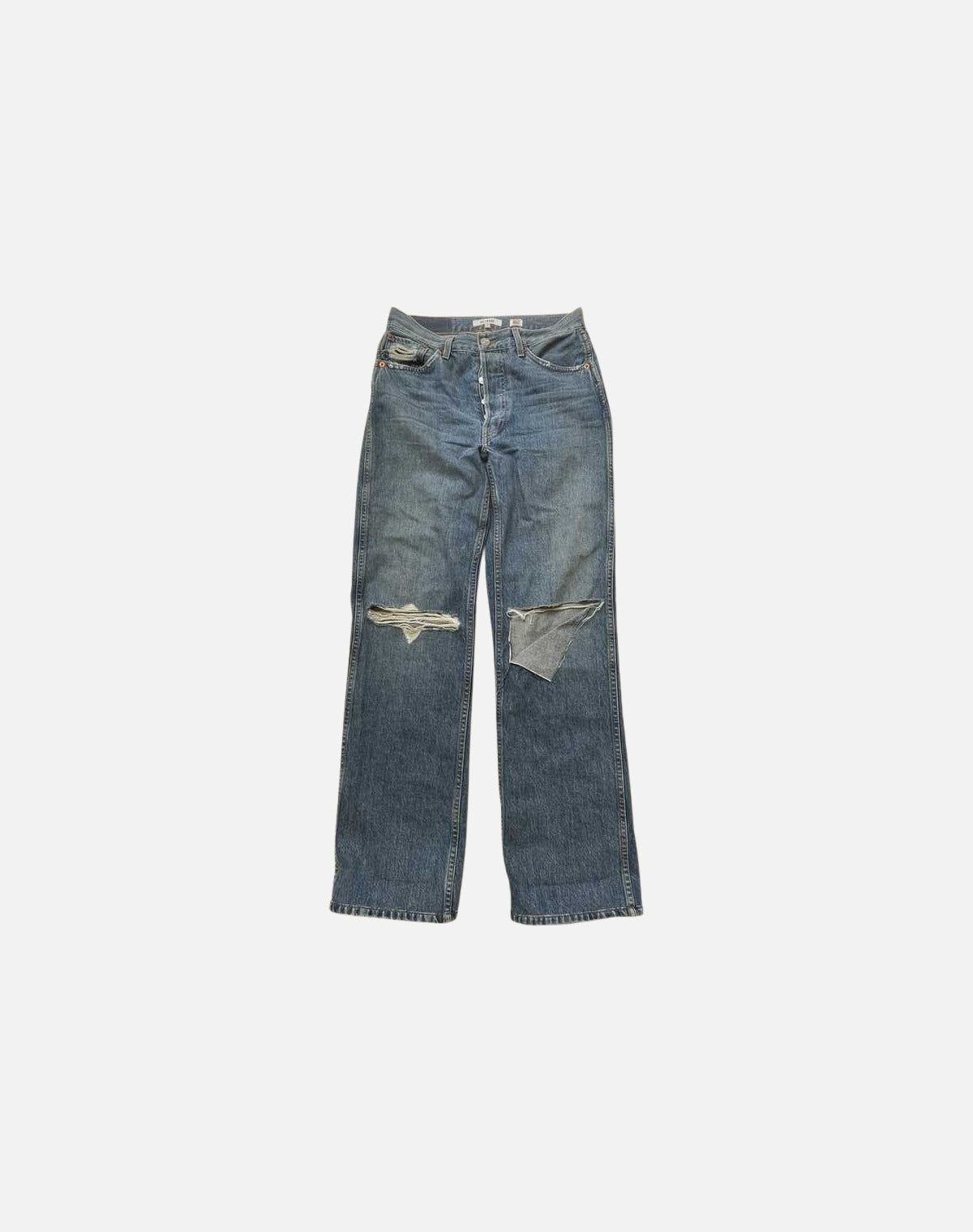 High Rise Loose - Washed Indigo with Rips sold by Re/Done