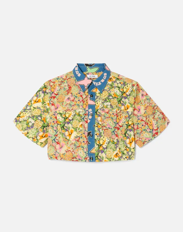 Oversized Crop Shirt - Multi Pineapple made by Re/Done