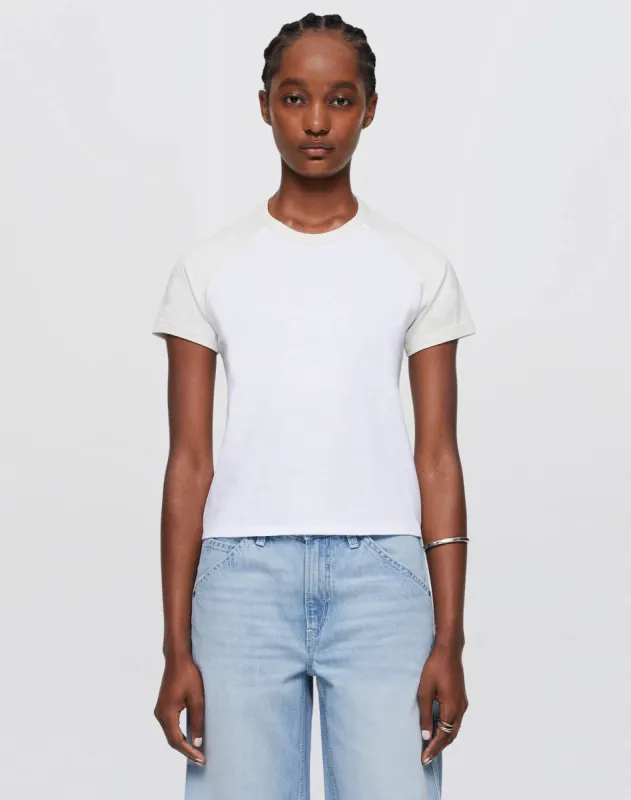 Hanes Raglan Baseball Tee - White Mix sold by Re/Done