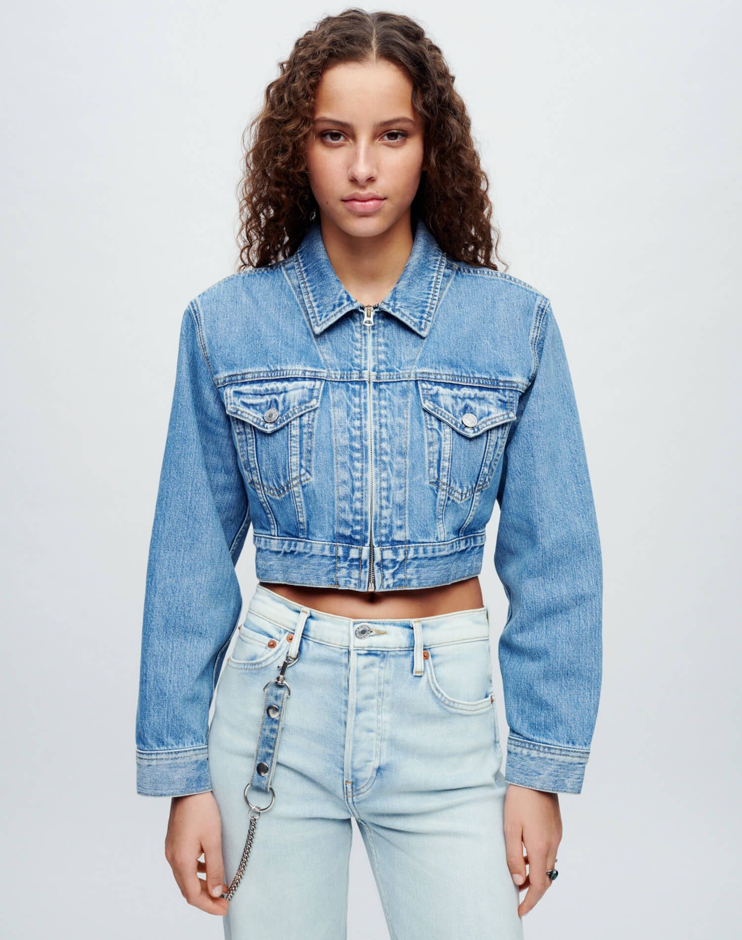 Zip Front Denim Trucker - Stoney River sold by Re/Done product image thumbnail 2