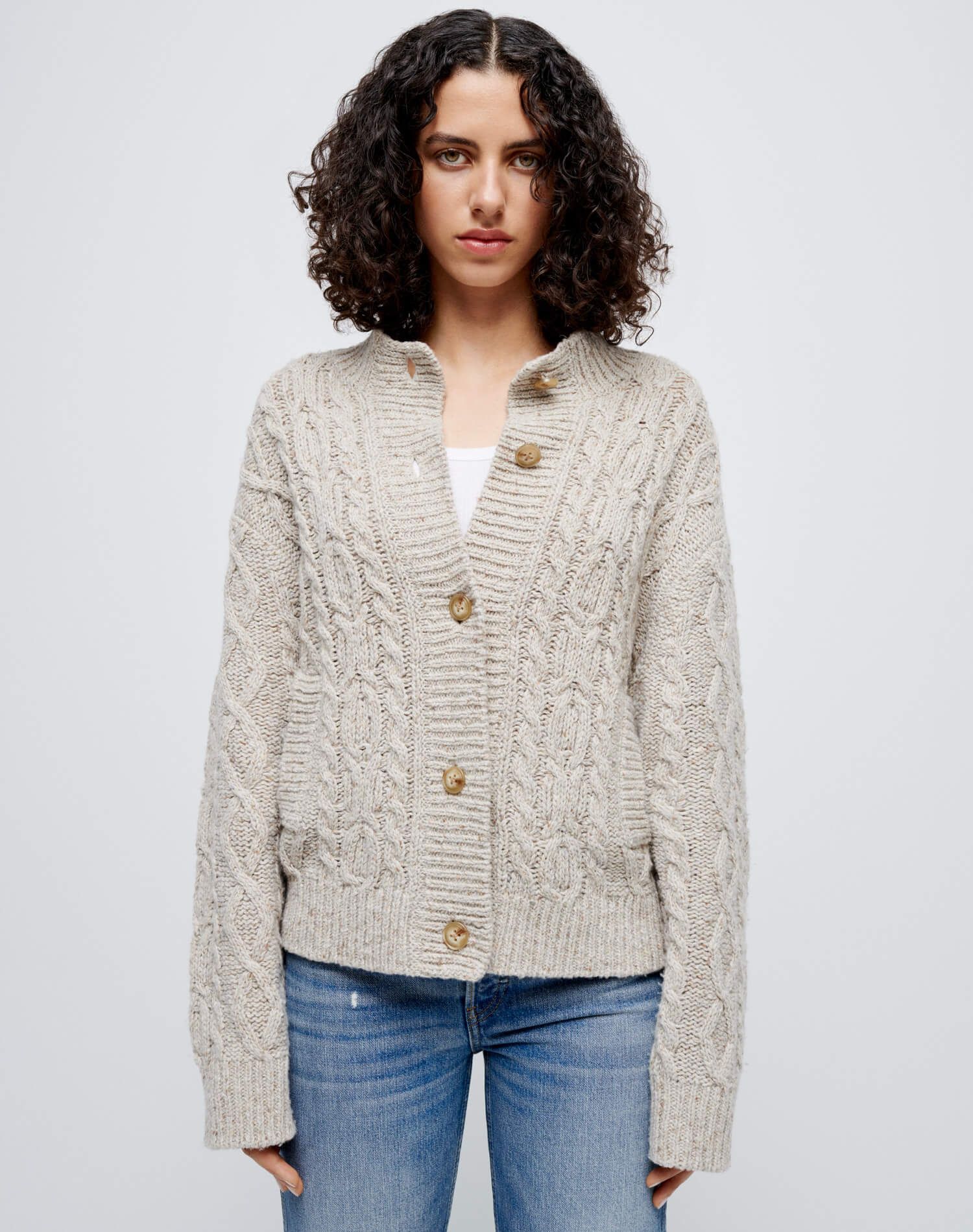 80s Crewneck Cardigan - Vintage Ivory sold by Re/Done product image thumbnail 3
