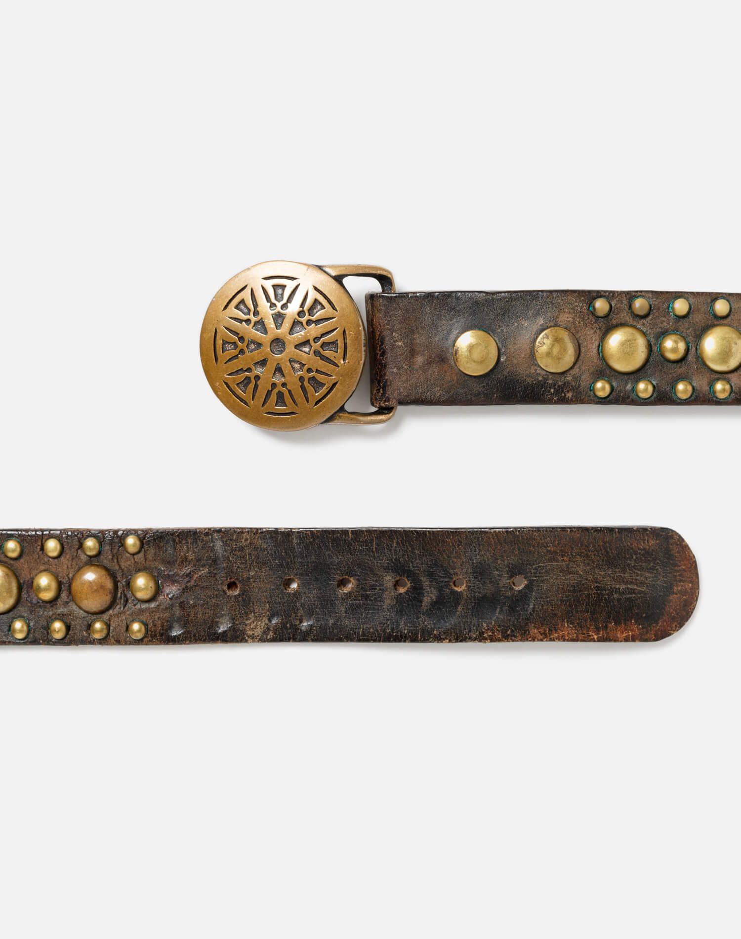 1974 Wheel Of Law Belt Buckle On Studded Belt sold by Re/Done product image thumbnail 2