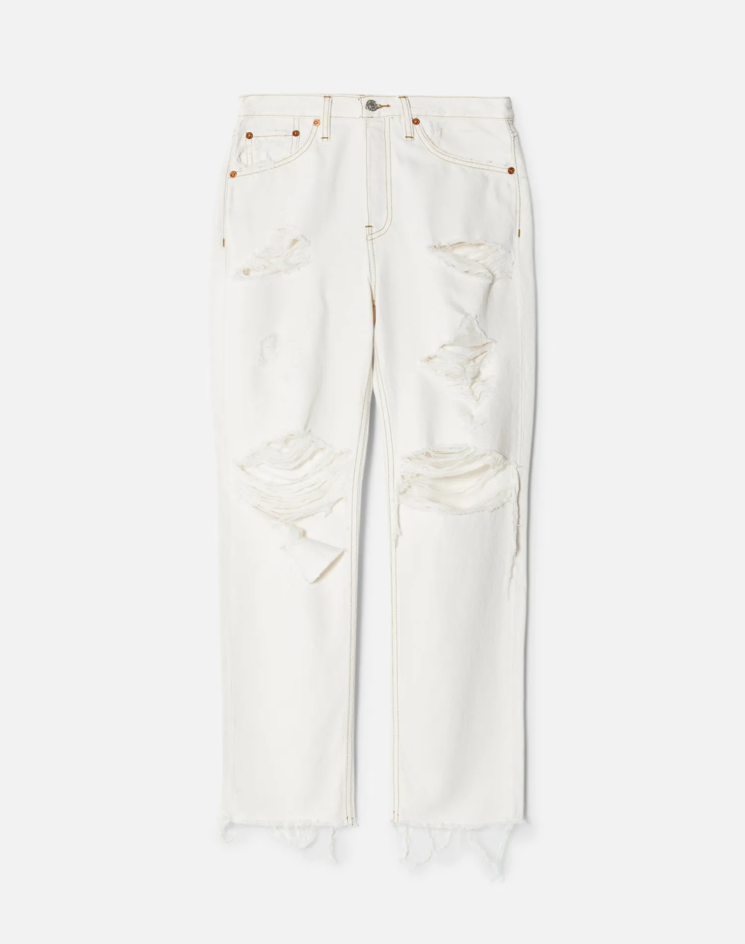 High Rise Stove Pipe - Ripped Vintage White sold by Re/Done