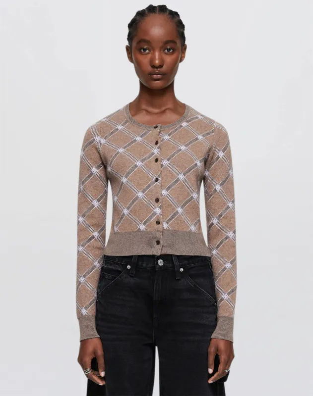 Cropped Crewneck Cardi - Camel Combo made by Re/Done