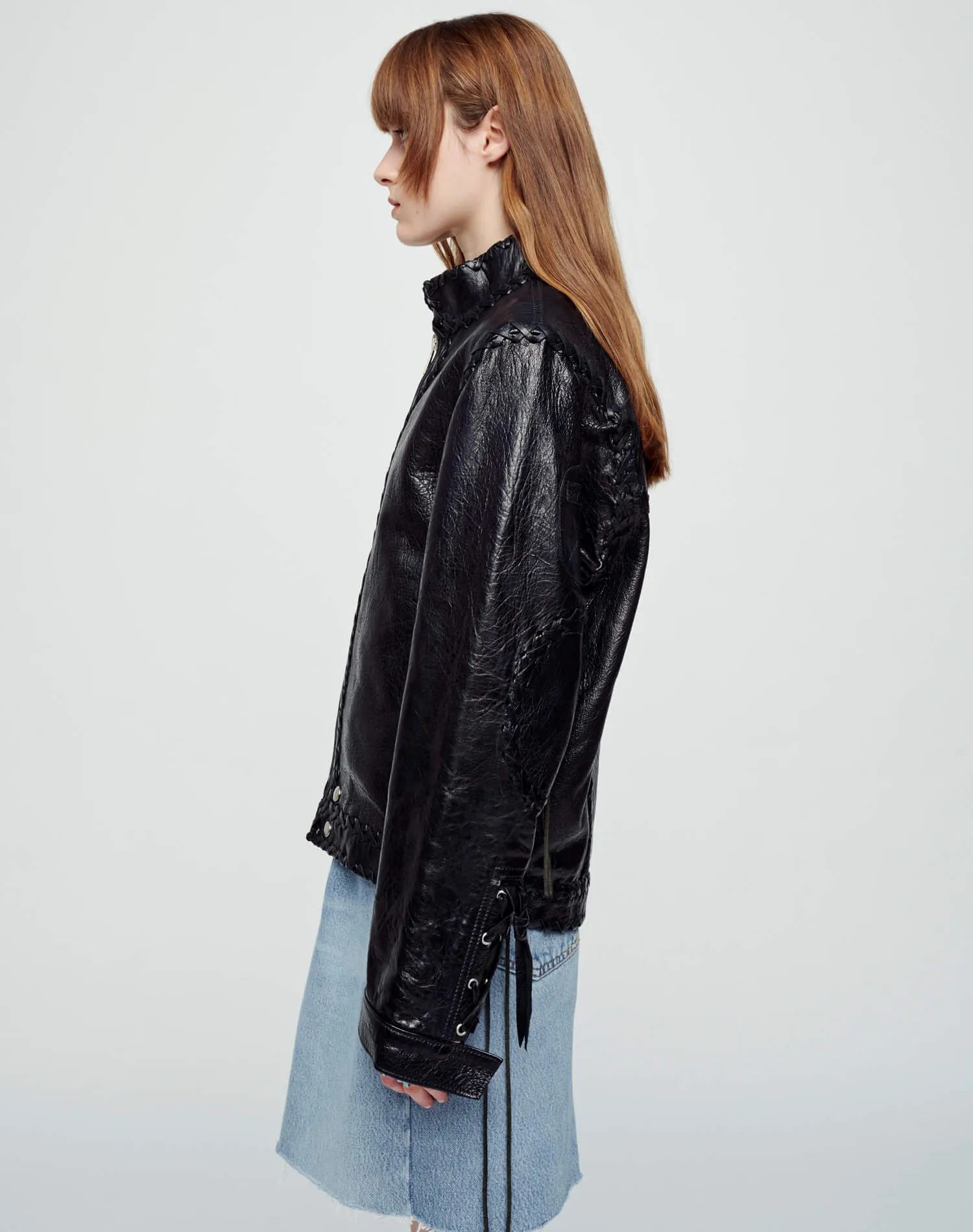 Whipstitch Leather Sport Jacket - Black Leather sold by Re/Done product image thumbnail 3
