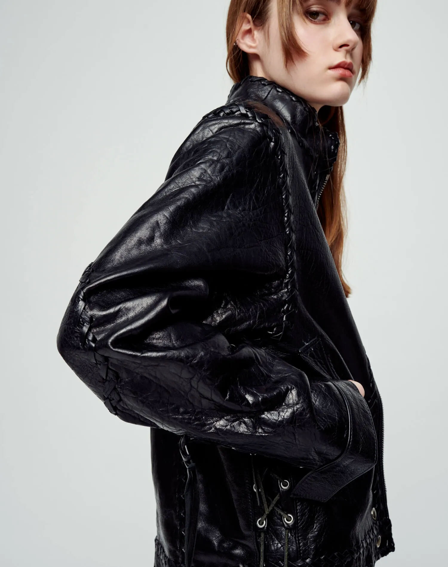 Whipstitch Leather Sport Jacket - Black Leather sold by Re/Done product image thumbnail 5