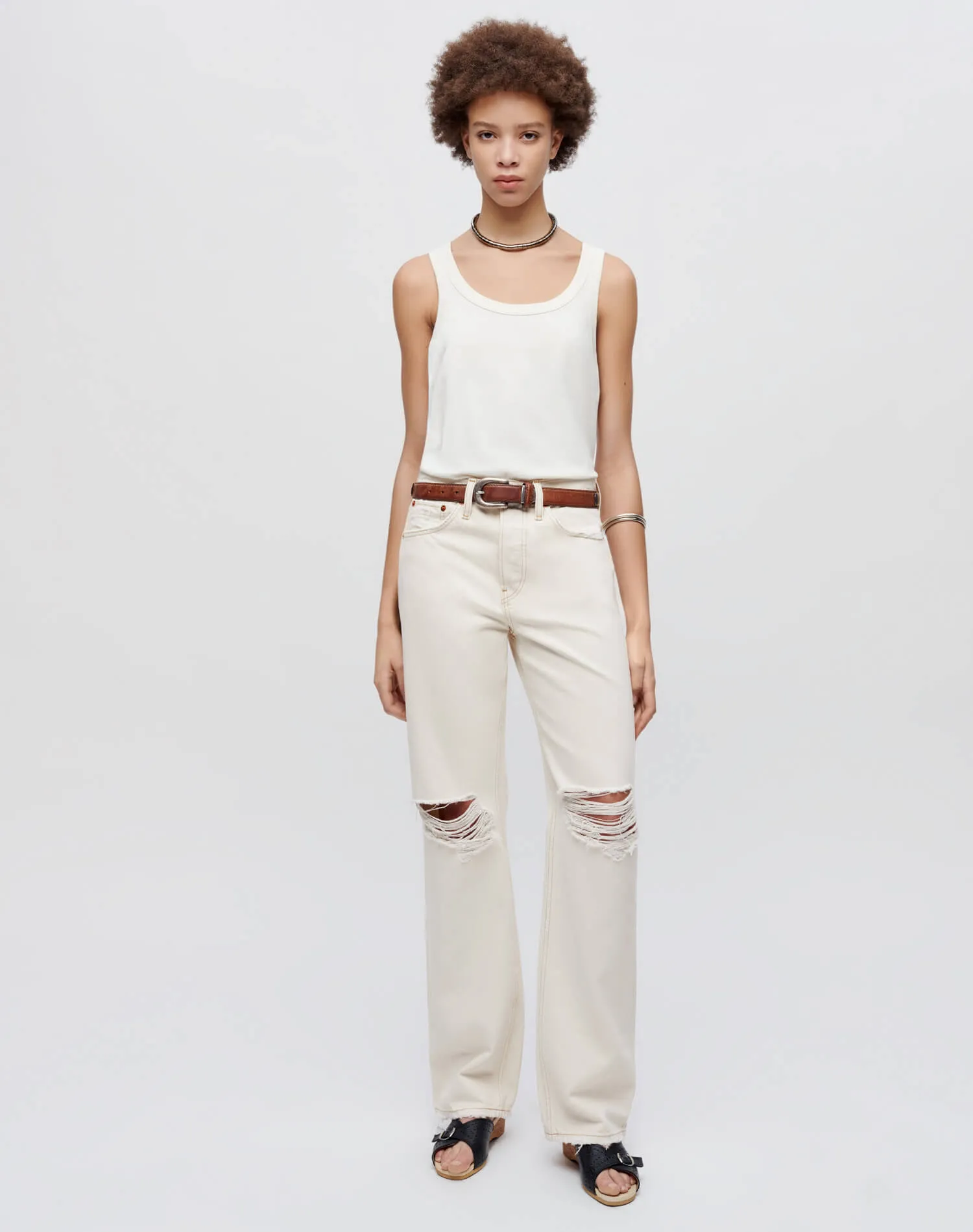 Relaxed Long - Vintage White Destroy sold by Re/Done product image thumbnail 2