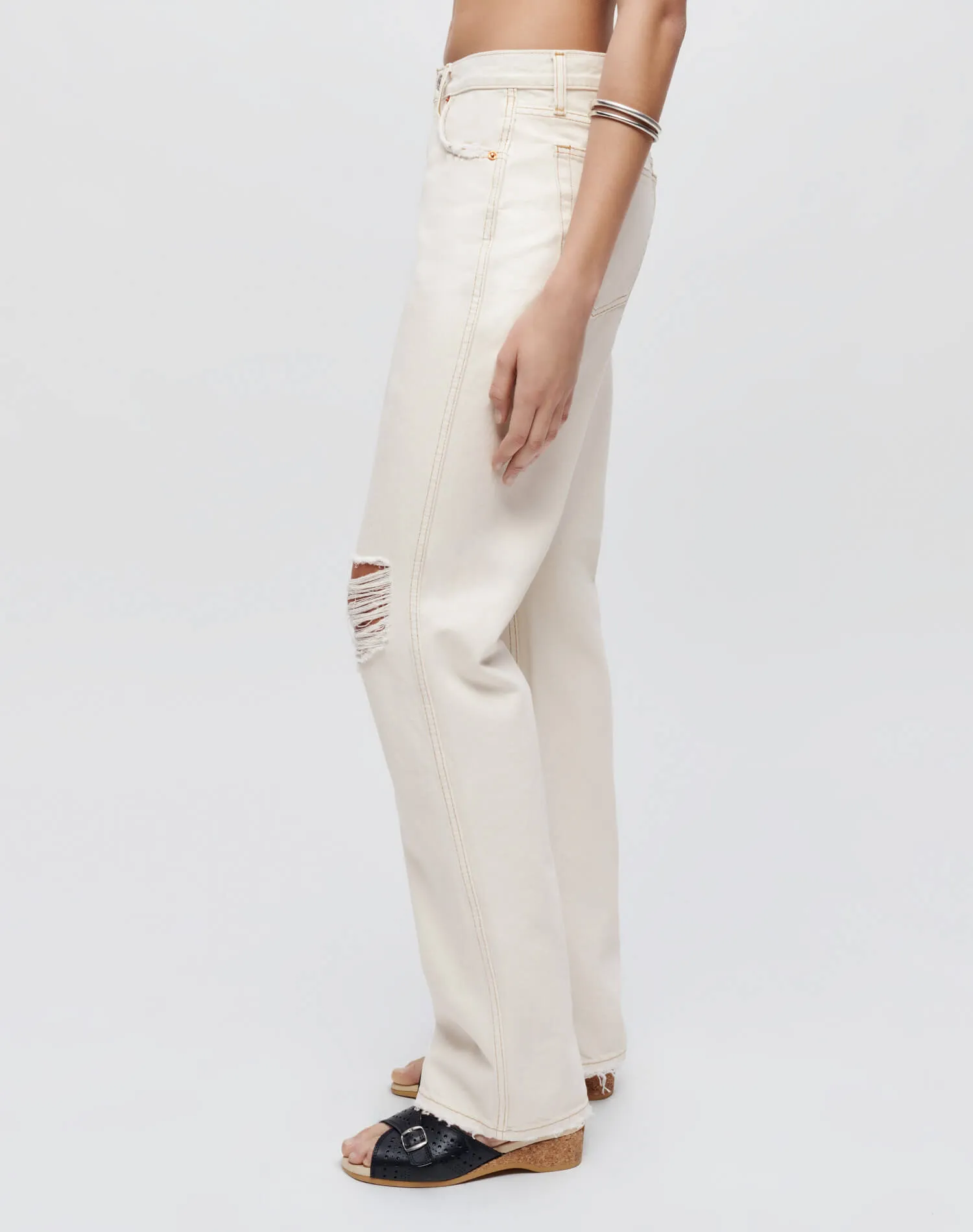 Relaxed Long - Vintage White Destroy sold by Re/Done product image thumbnail 3