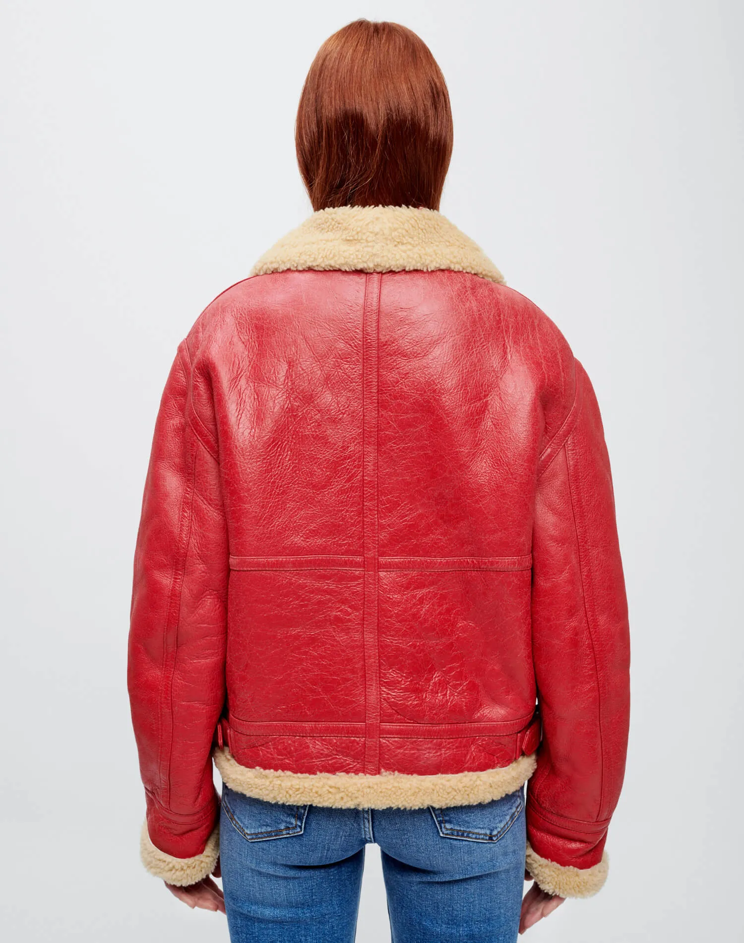 Suede Shearling Aviator Jacket - Red sold by Re/Done product image thumbnail 5