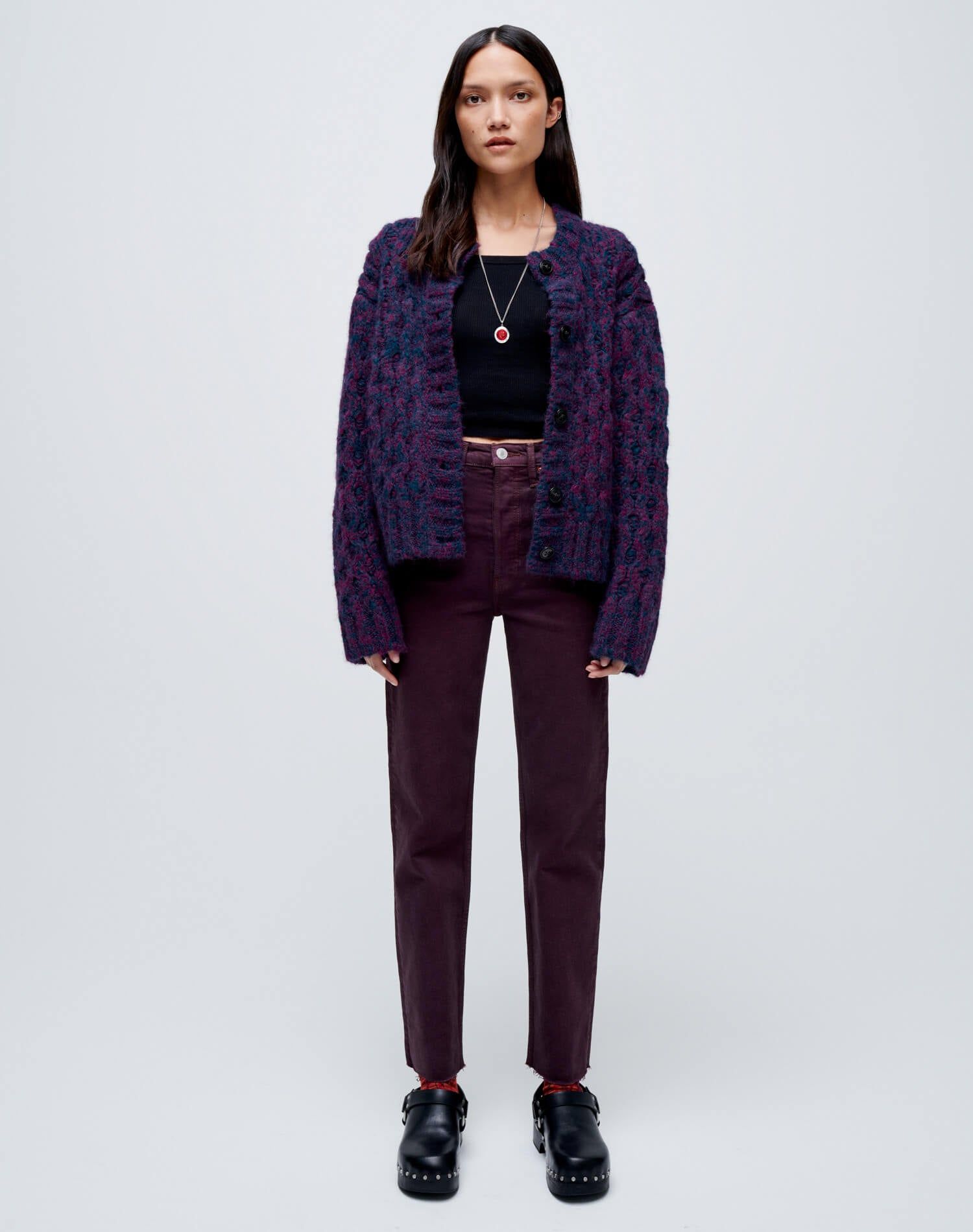 80s Crewneck Cardigan - Marled Plum sold by Re/Done product image thumbnail 4