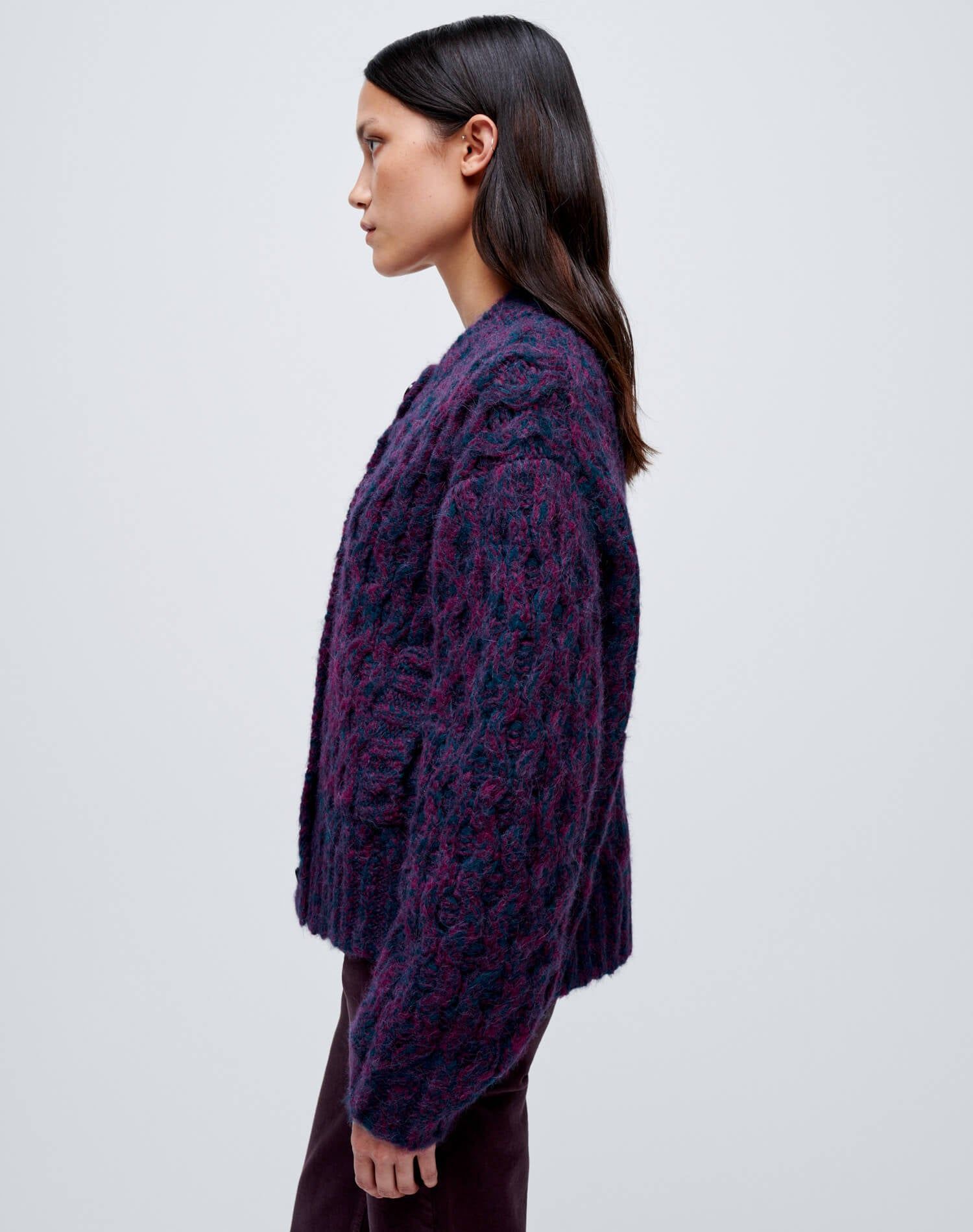 80s Crewneck Cardigan - Marled Plum sold by Re/Done product image thumbnail 6