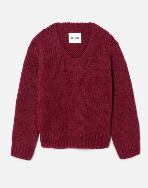 50s V Neck Pullover - Plum made by Re/Done