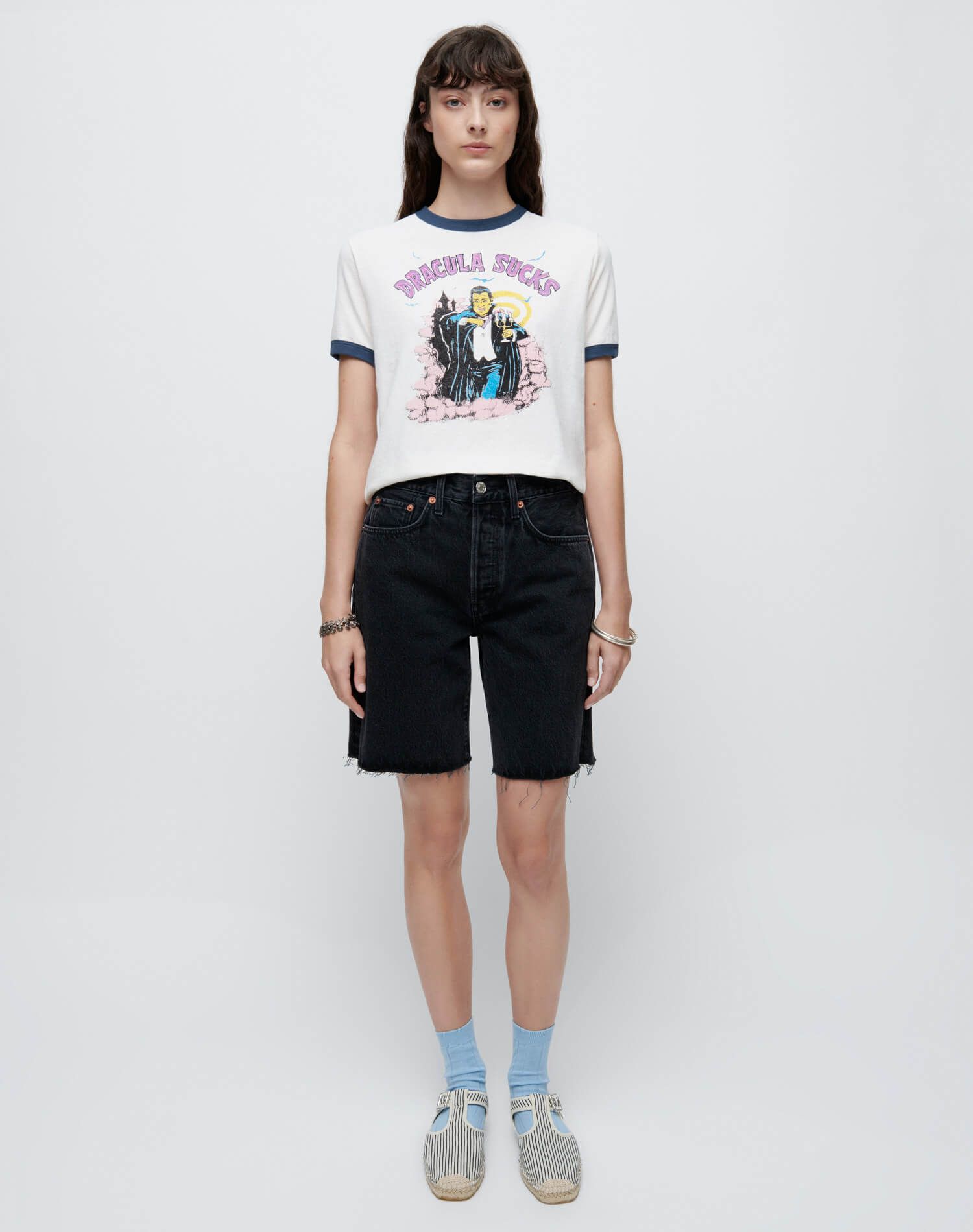 Ringer "Dracula Sucks" Tee - Vintage Ivory with Midnight sold by Re/Done product image thumbnail 2