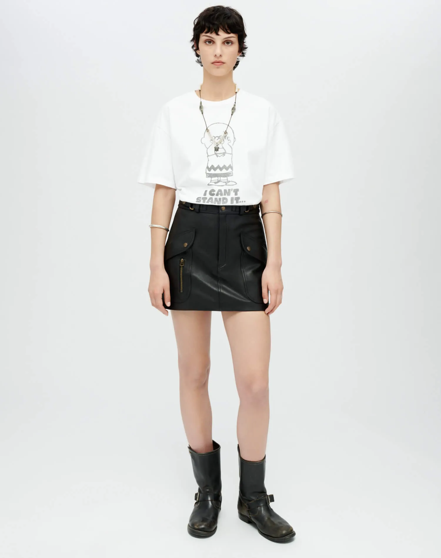 Racer Leather Mini Skirt - Black Leather sold by Re/Done product image thumbnail 2