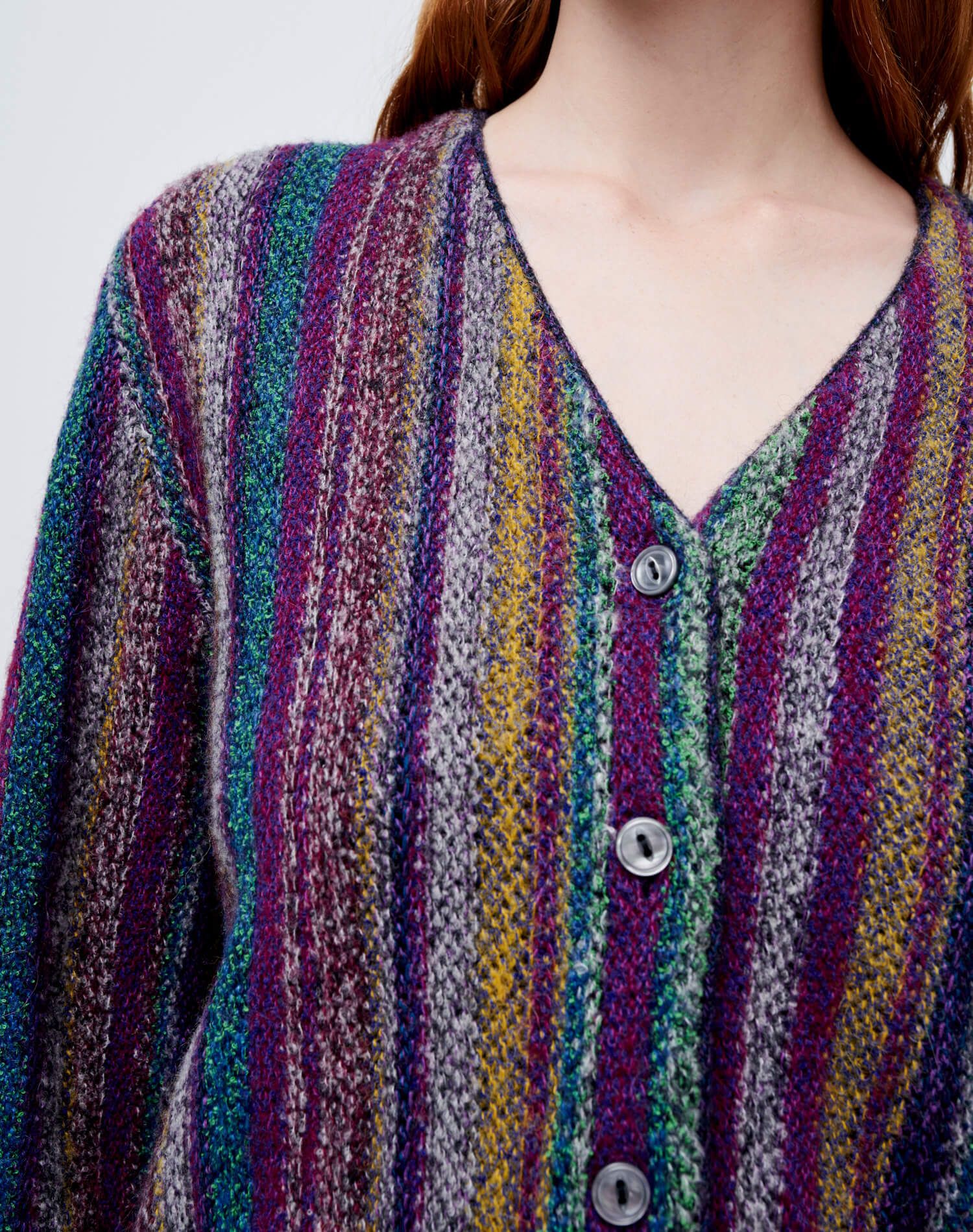 50s V Neck Cardigan - Plum Multi sold by Re/Done product image thumbnail 7