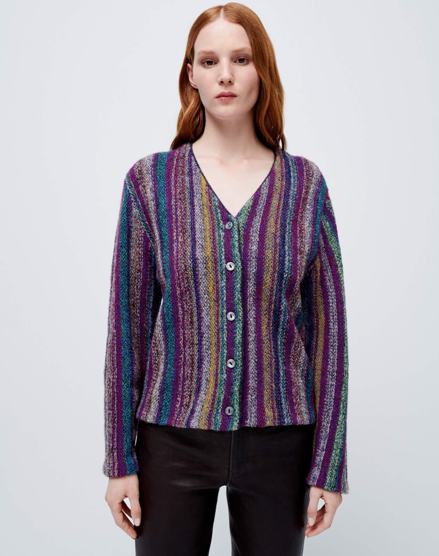 50s V Neck Cardigan - Plum Multi sold by Re/Done product image thumbnail 2
