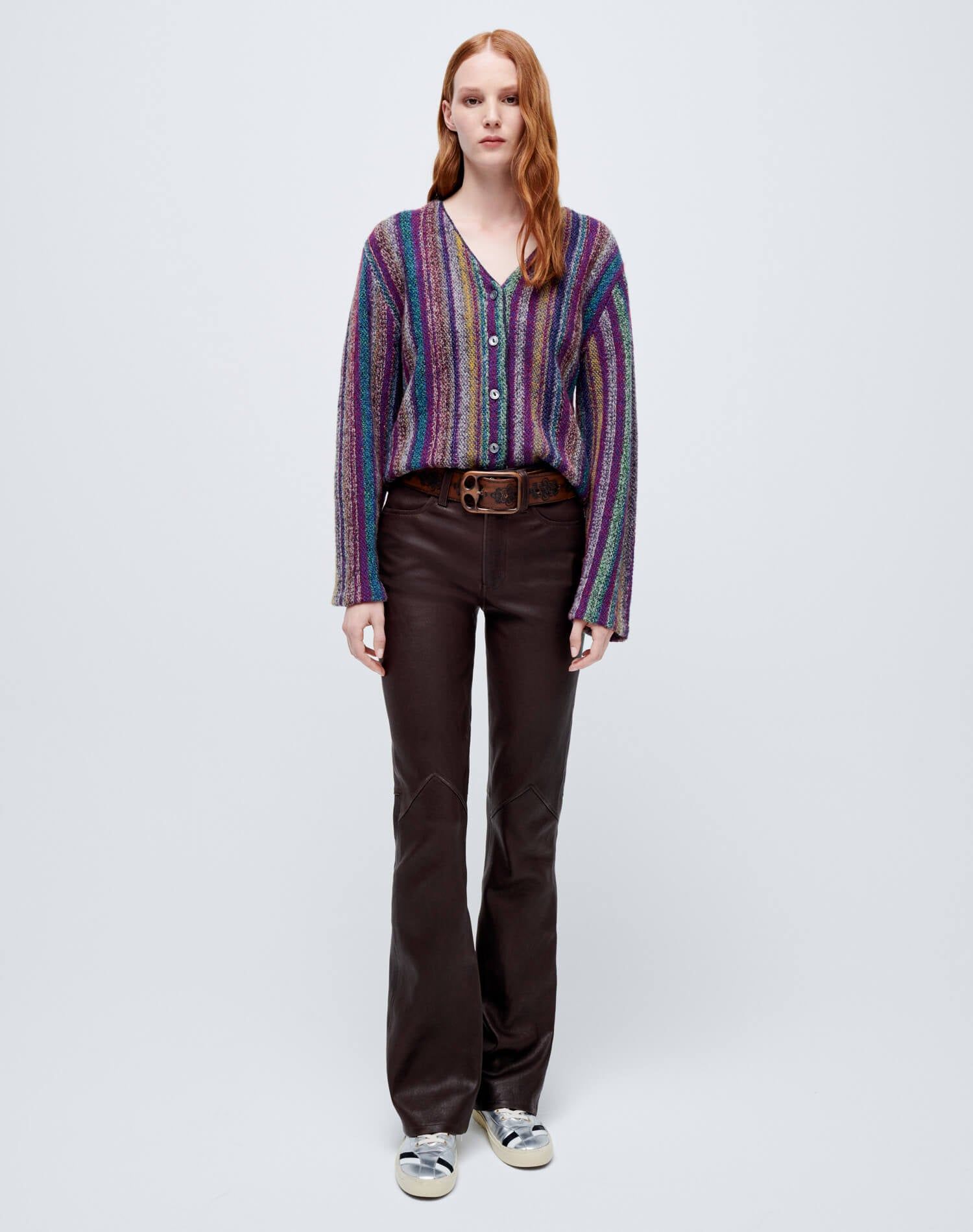 50s V Neck Cardigan - Plum Multi sold by Re/Done product image thumbnail 3