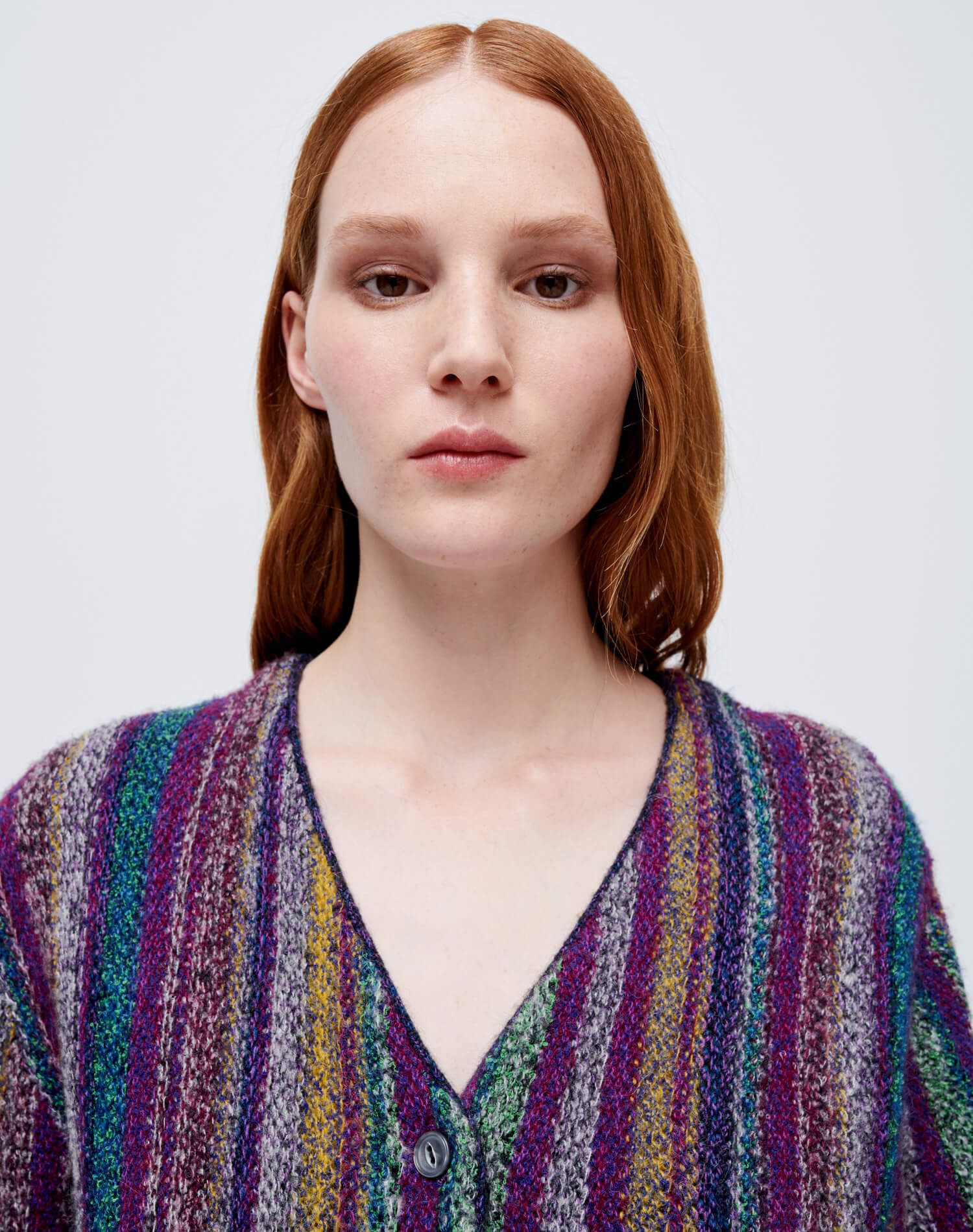 50s V Neck Cardigan - Plum Multi sold by Re/Done product image thumbnail 4