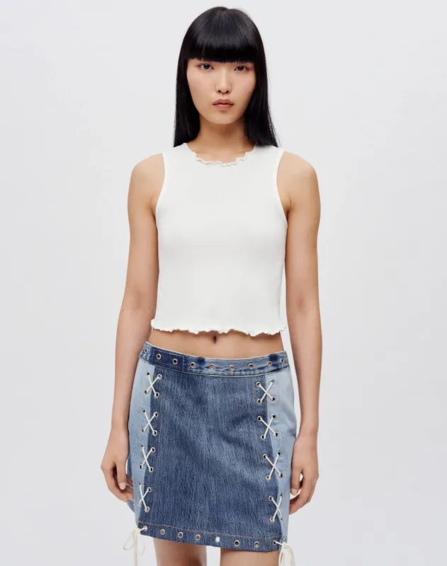 Hanes Crinkle High Neck Tank - Vintage White made by Hanes