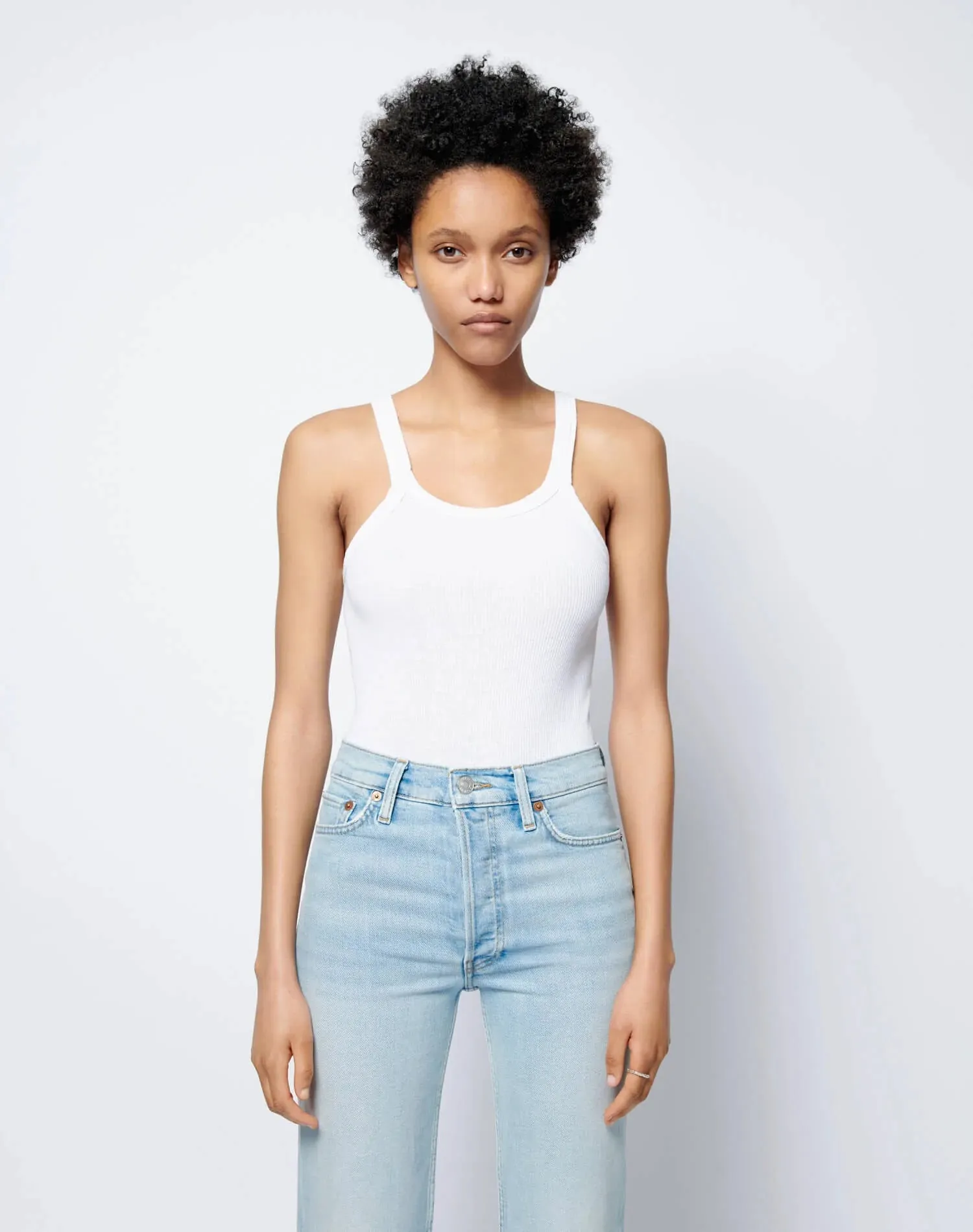 Ribbed Tank Bodysuit - Optic White sold by Re/Done product image thumbnail 3