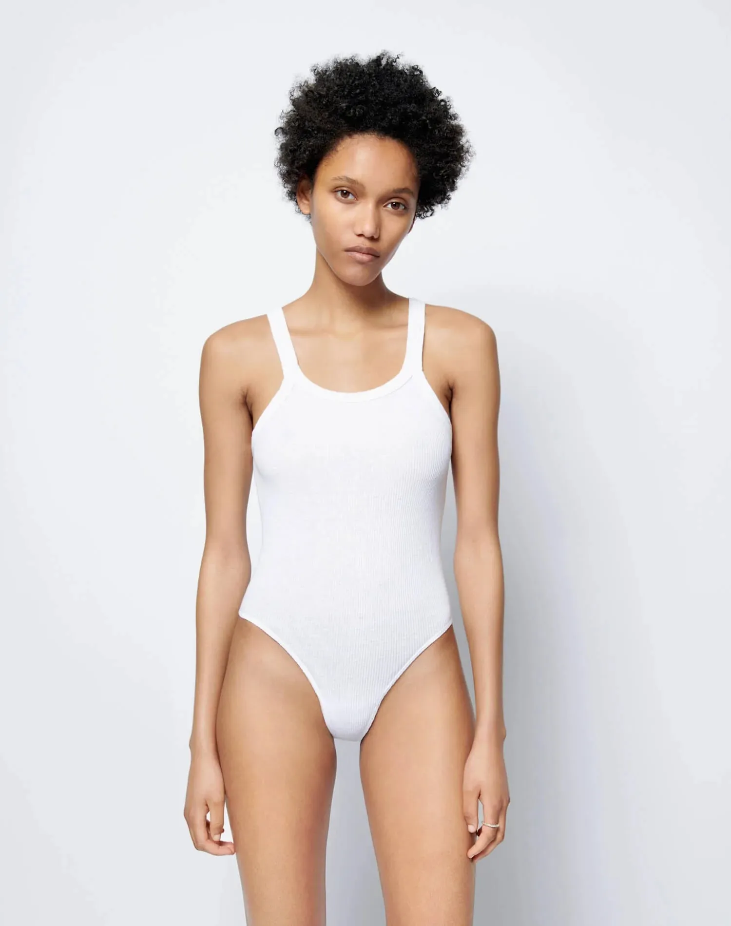 Ribbed Tank Bodysuit - Optic White sold by Re/Done product image thumbnail 4