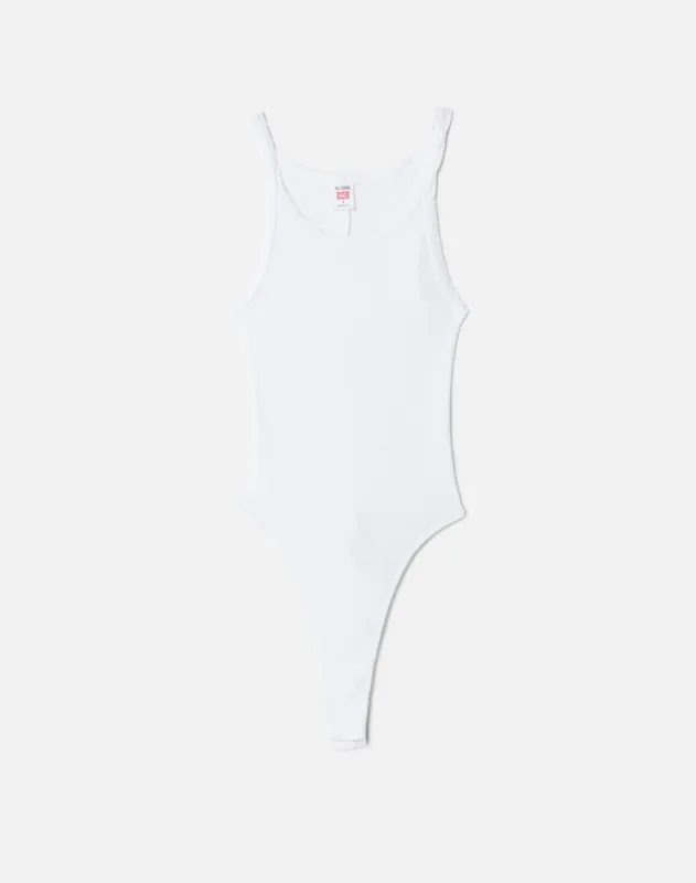 Ribbed Tank Bodysuit - Optic White sold by Re/Done