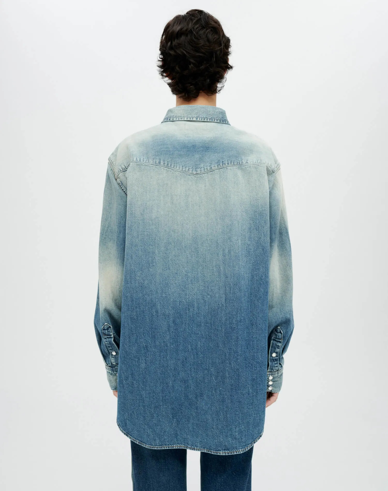 Oversized Western Shirt - Distressed Indigo sold by Re/Done product image thumbnail 4