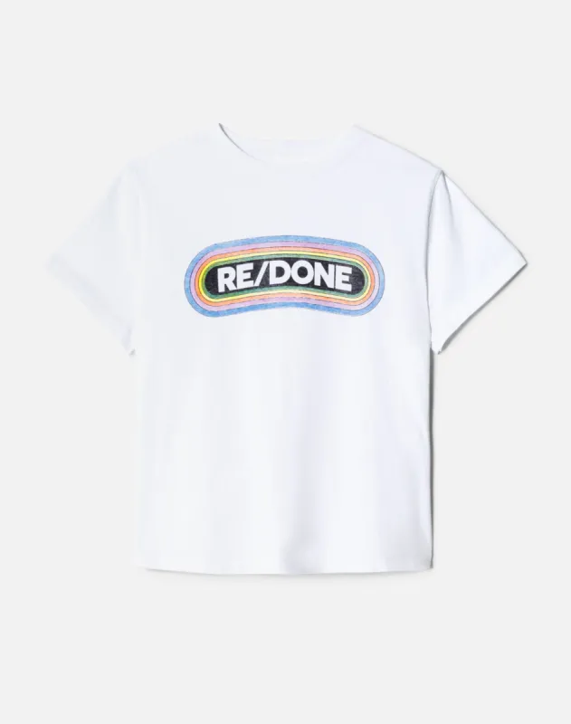 Classic "RE/DONE Rainbow" Tee - Optic White sold by Re/Done