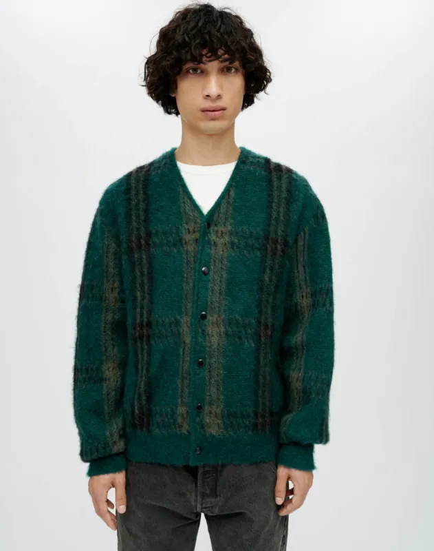 60s V Neck Cardigan - Emerald Plaid made by Re/Done