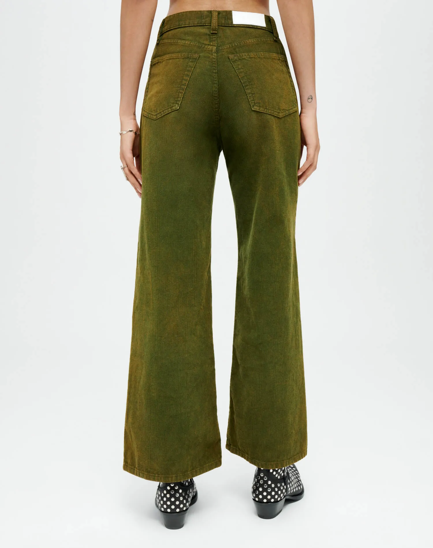 Corduroy High Rise Wide Leg Crop - Distressed Fern Cord sold by Re/Done product image thumbnail 4