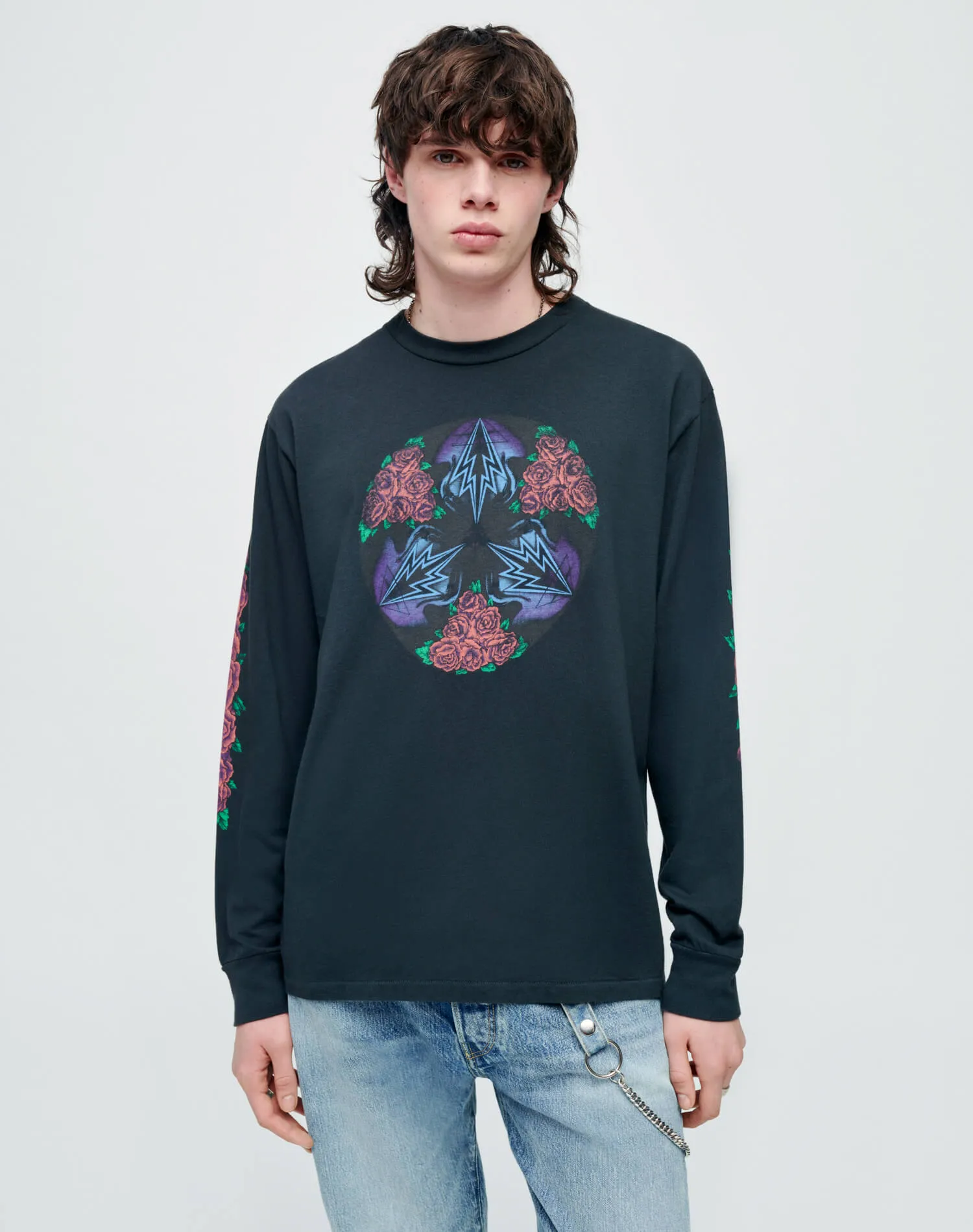 Loose Long Sleeve "Cosmic Rose" - Aged Black sold by Re/Done