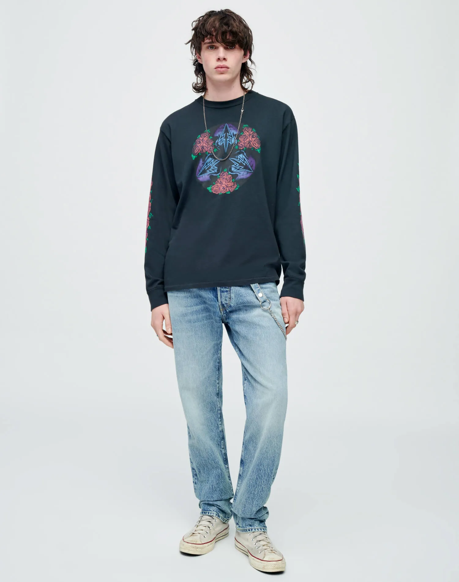 Loose Long Sleeve "Cosmic Rose" - Aged Black sold by Re/Done product image thumbnail 2