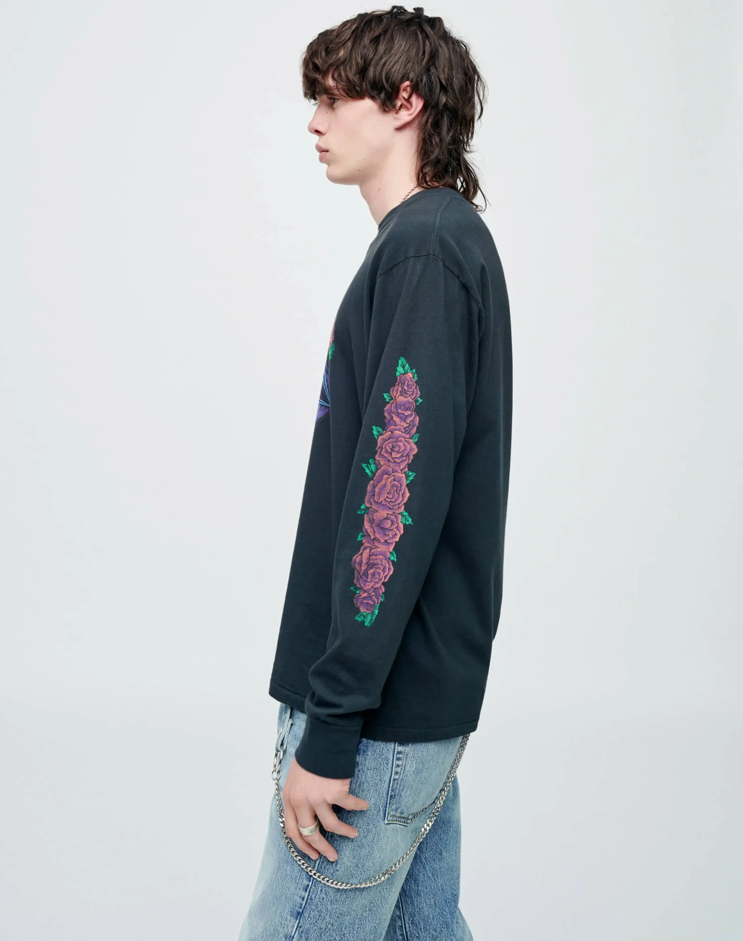 Loose Long Sleeve "Cosmic Rose" - Aged Black sold by Re/Done product image thumbnail 4