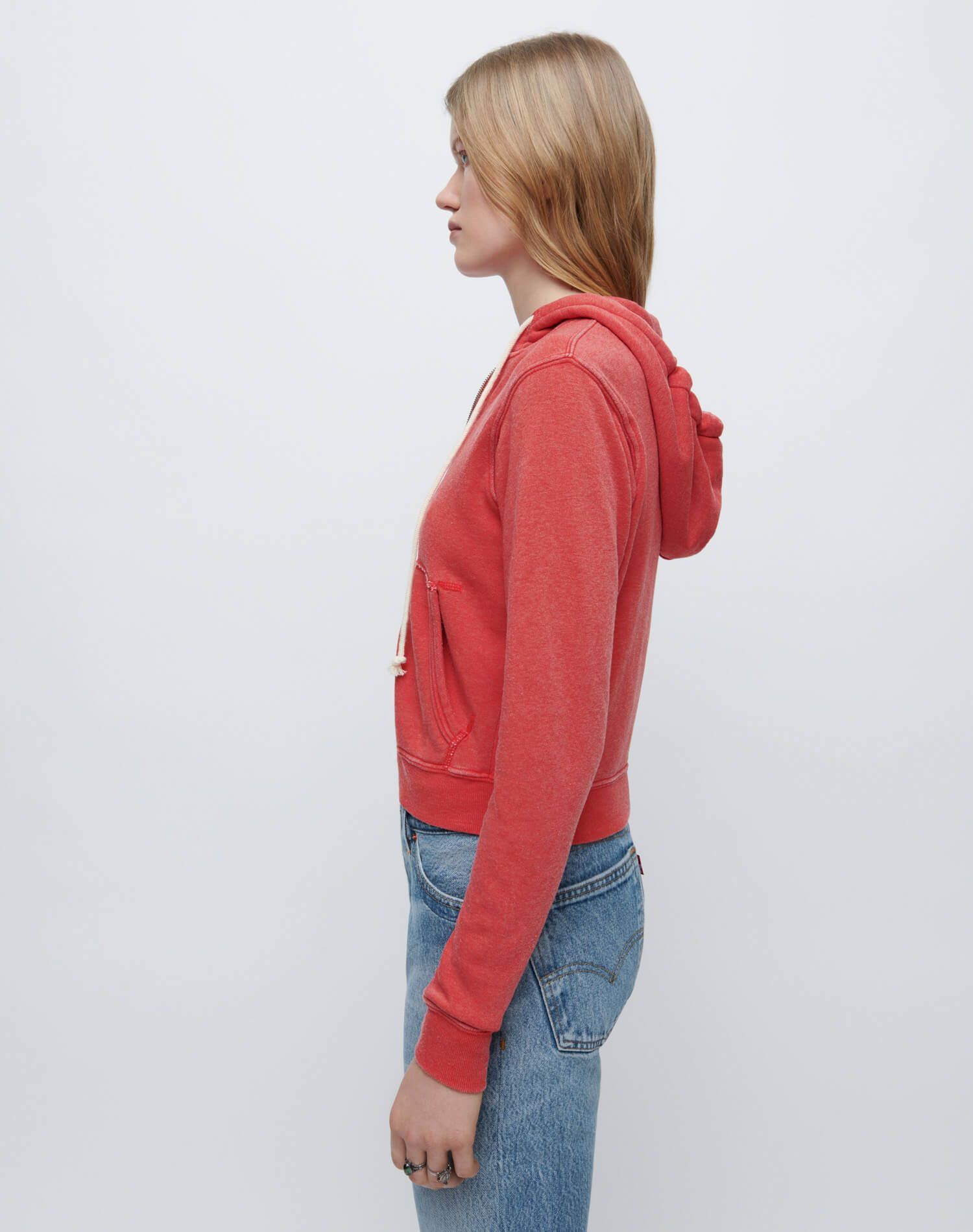 90s Zip Up Hoodie - Heathered Red sold by Re/Done product image thumbnail 4