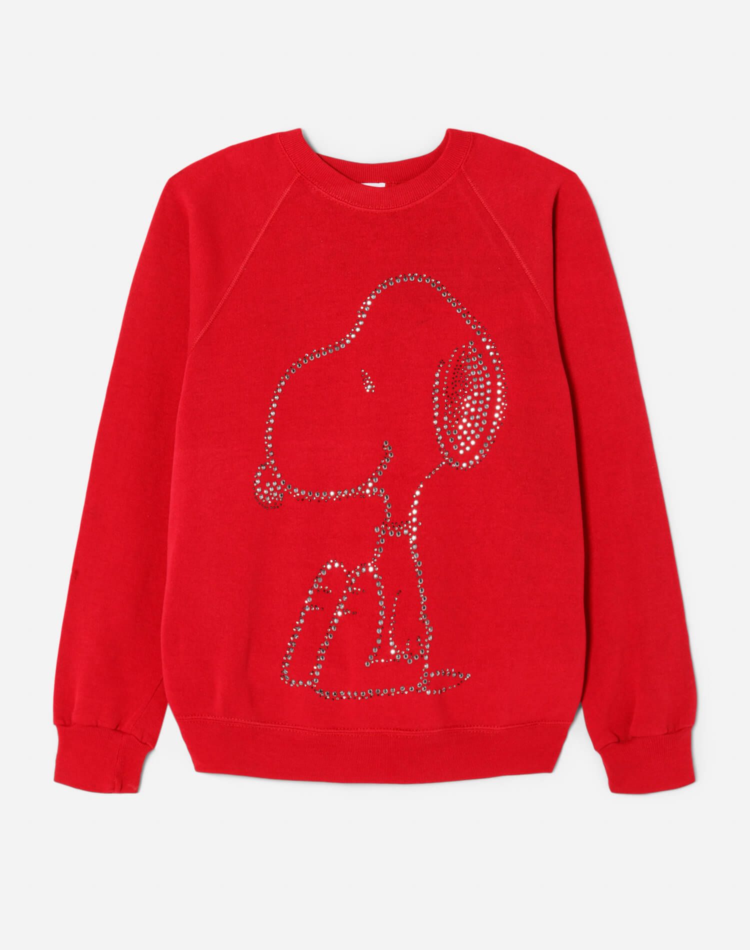 Upcycled "Snoopy Sparkle" Sweatshirt - Red sold by Re/Done